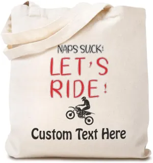 Speedy Pros Canvas Tote Bag for Women Naps Suck! Let's Ride! Funny Humor Gag Beach Bags for Women