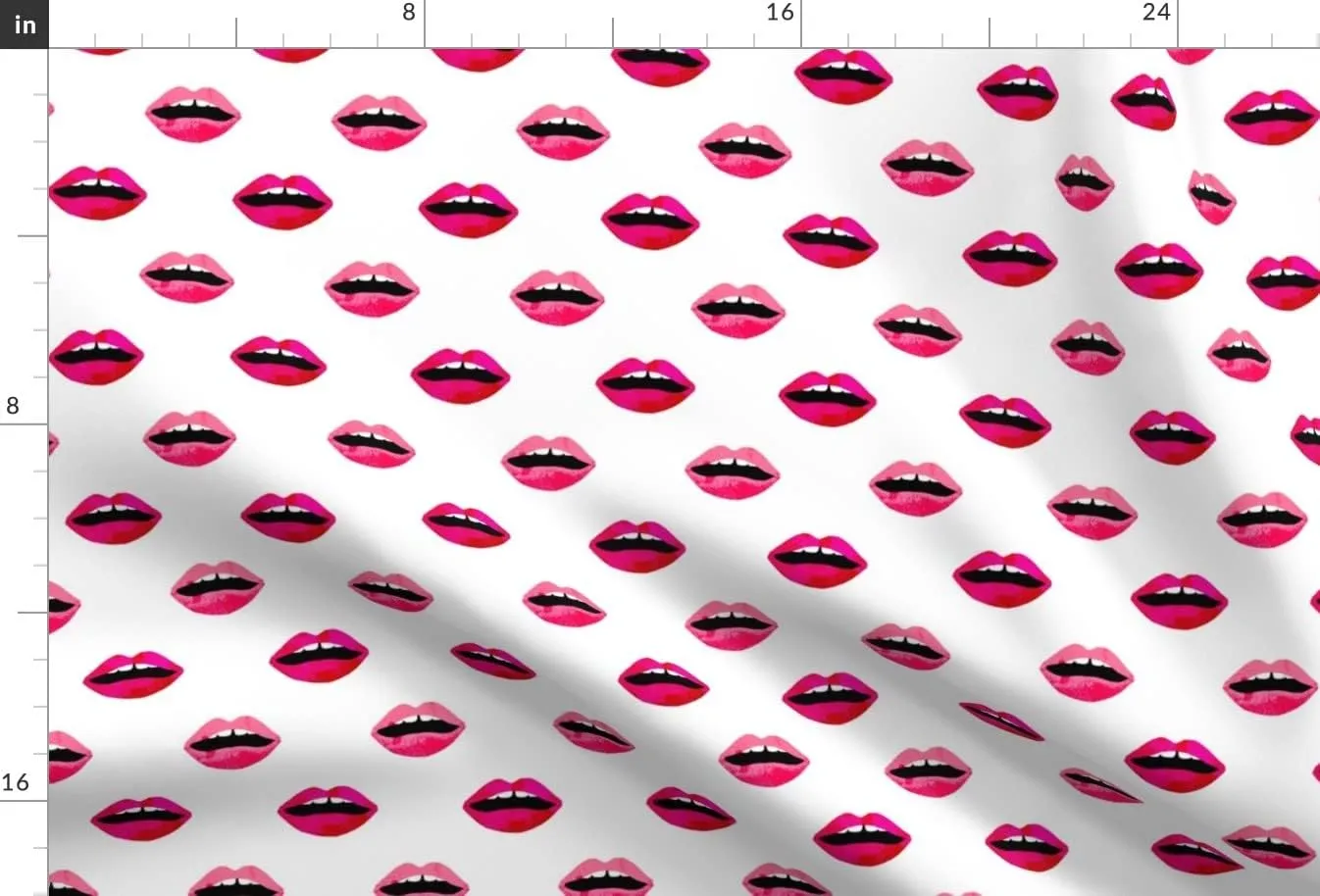 Spoonflower Fabric - Love Lipstick Pink Red Lips Valentines Beauty Makeup Print Printed on Satin Fabric by The Yard - Sewing Lining Apparel Fashion Blankets Decor