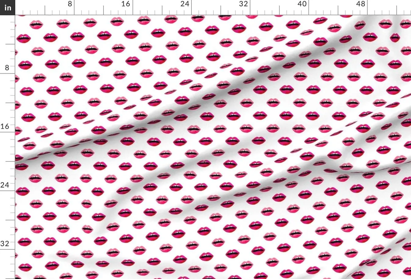 Spoonflower Fabric - Love Lipstick Pink Red Lips Valentines Beauty Makeup Print Printed on Satin Fabric by The Yard - Sewing Lining Apparel Fashion Blankets Decor
