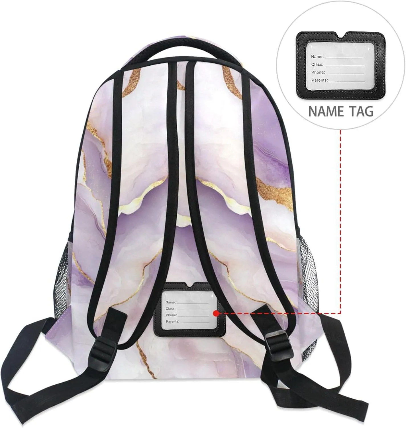 Sport Backpack for Teens Boys Girls Waterproof Backpack with Chest Strap Gift Men & Women Marble White White