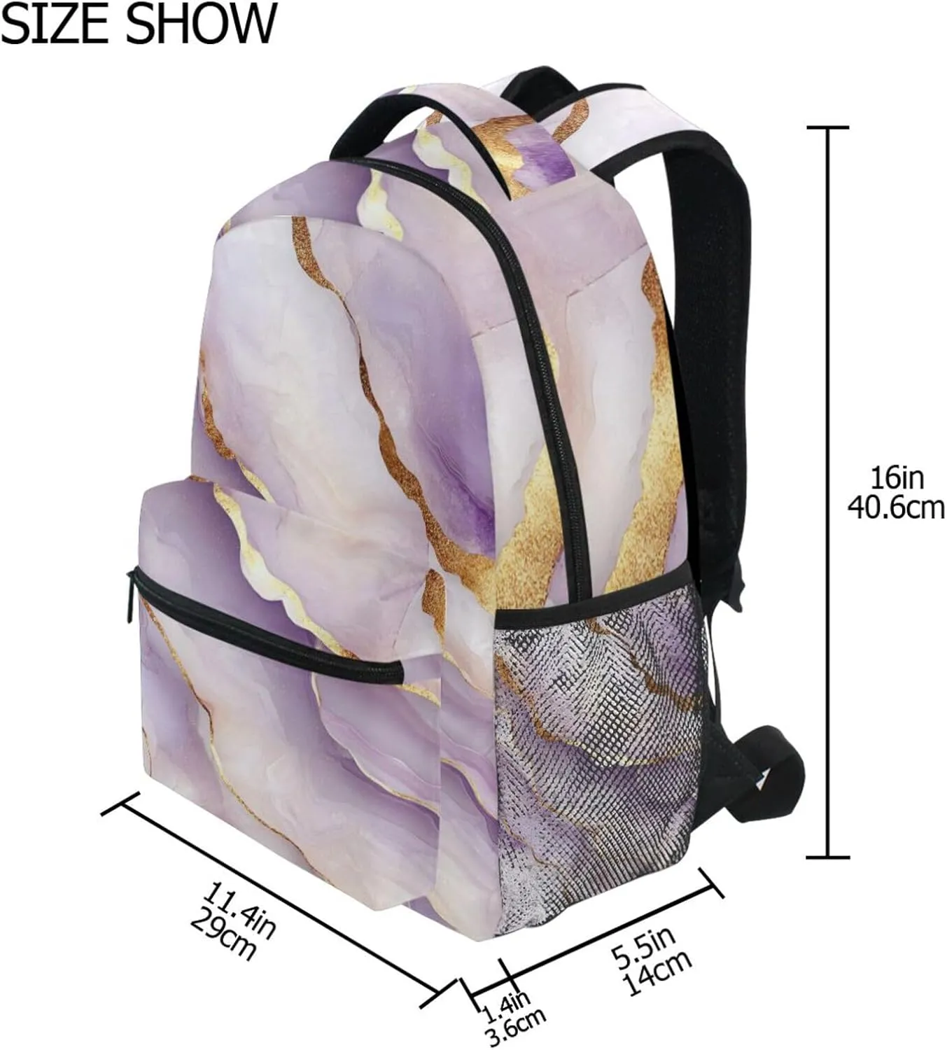 Sport Backpack for Teens Boys Girls Waterproof Backpack with Chest Strap Gift Men & Women Marble White White