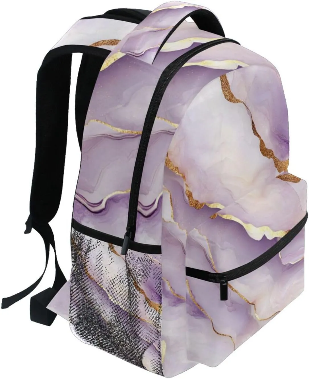 Sport Backpack for Teens Boys Girls Waterproof Backpack with Chest Strap Gift Men & Women Marble White White