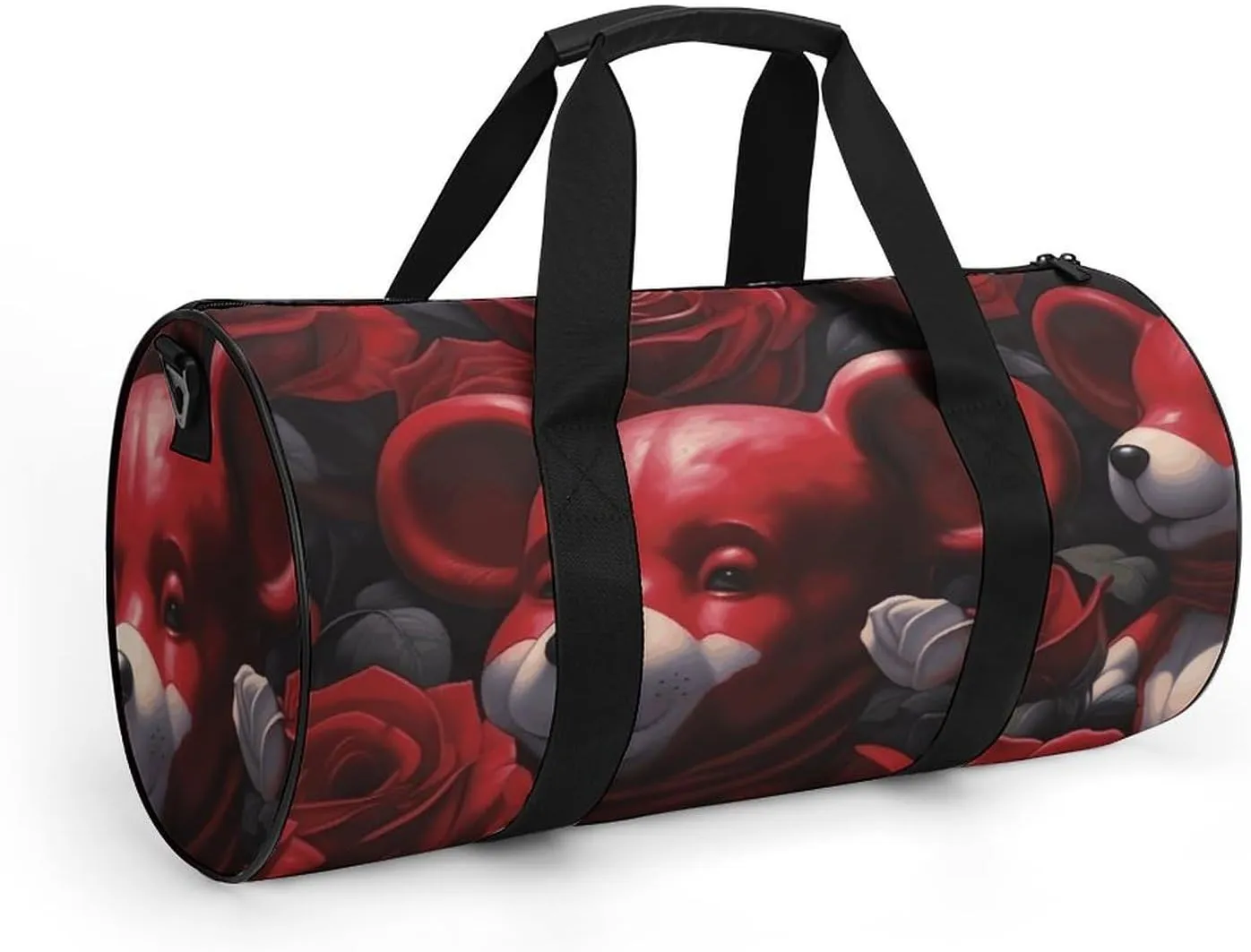 Sports Gym Bag for Women Men Travel Duffel Bag Bear Among The Roses Weekender Bag Canvas Carry on Overnight Bag for Travel Swimming Fitness Workout Sports Duffle Bag, 17.7in/9in/9in, style-1