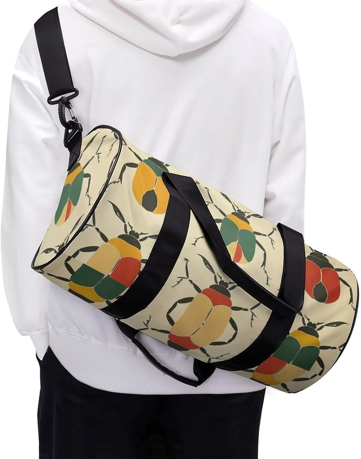 Sports Gym Bag for Women Men Travel Duffel Bag Beetle Shape Pattern Weekender Bag Canvas Carry on Overnight Bag for Travel Swimming Fitness Workout Sports Duffle Bag, 17.7in/9in/9in, style-1