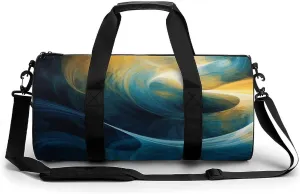 Sports Gym Bag for Women Men Travel Duffel Bag Blue And Yellow Texture Weekender Bag Canvas Carry on Overnight Bag for Travel Swimming Fitness Workout Sports Duffle Bag