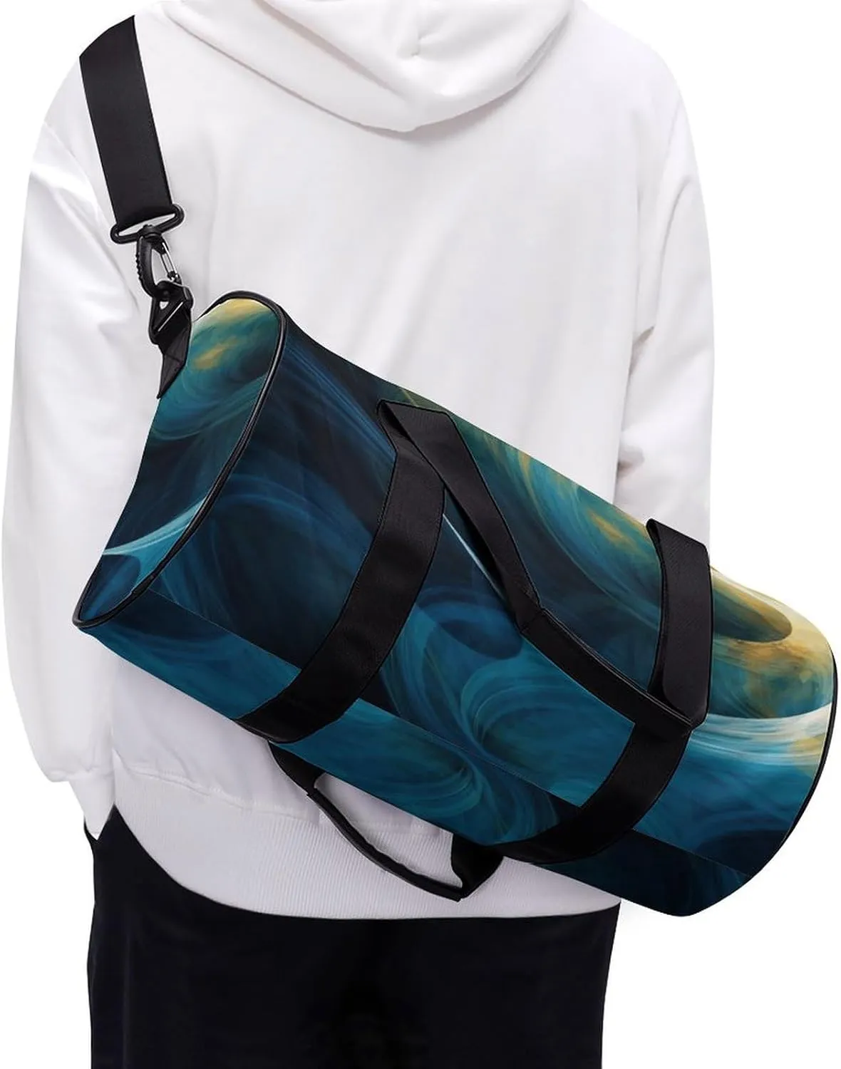 Sports Gym Bag for Women Men Travel Duffel Bag Blue And Yellow Texture Weekender Bag Canvas Carry on Overnight Bag for Travel Swimming Fitness Workout Sports Duffle Bag