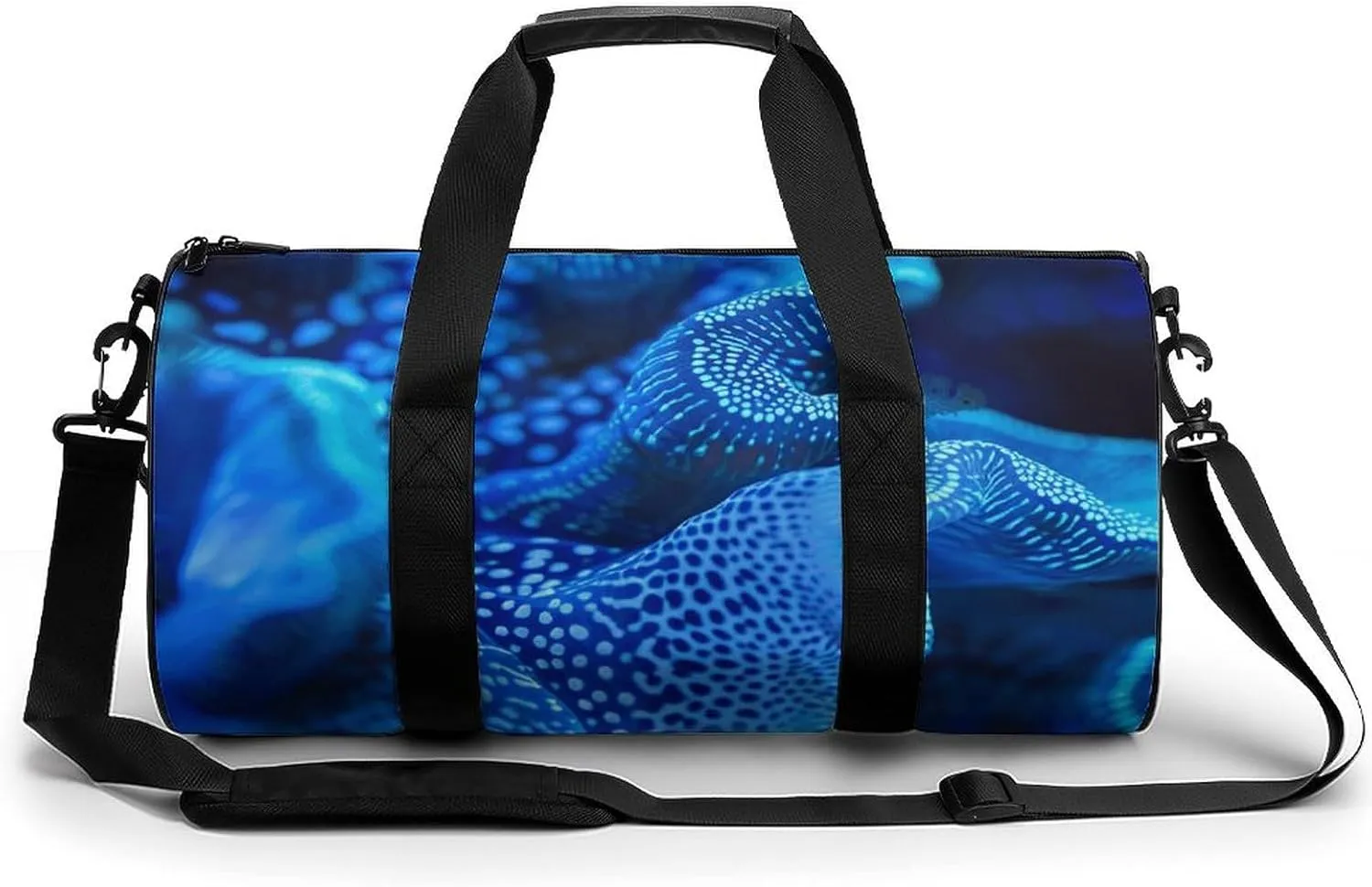 Sports Gym Bag for Women Men Travel Duffel Bag Blue Glowing Coral Weekender Bag Canvas Carry on Overnight Bag for Travel Swimming Fitness Workout Sports Duffle Bag