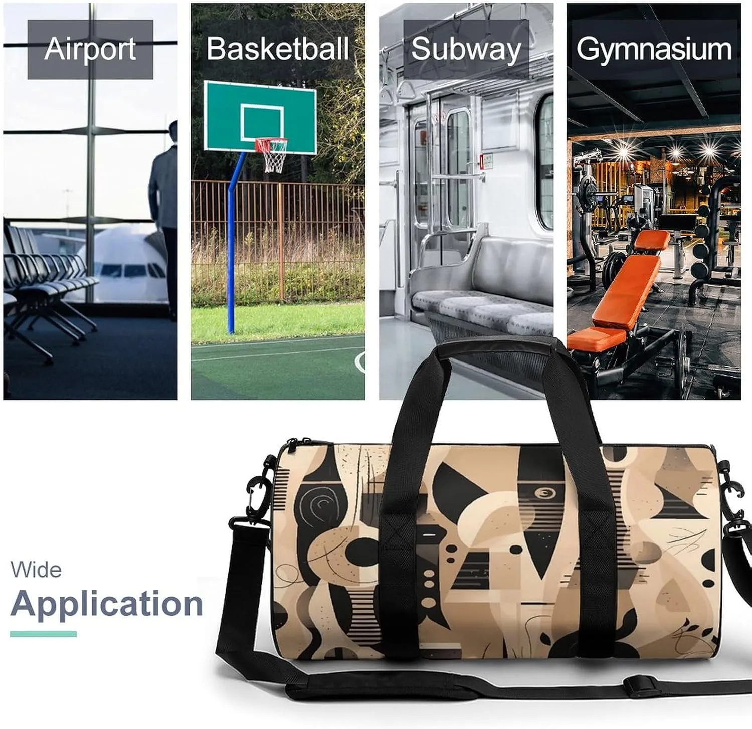 Sports Gym Bag for Women Men Travel Duffel Bag Brown Pattern Background Weekender Bag Canvas Carry on Overnight Bag for Travel Swimming Fitness Workout Sports Duffle Bag