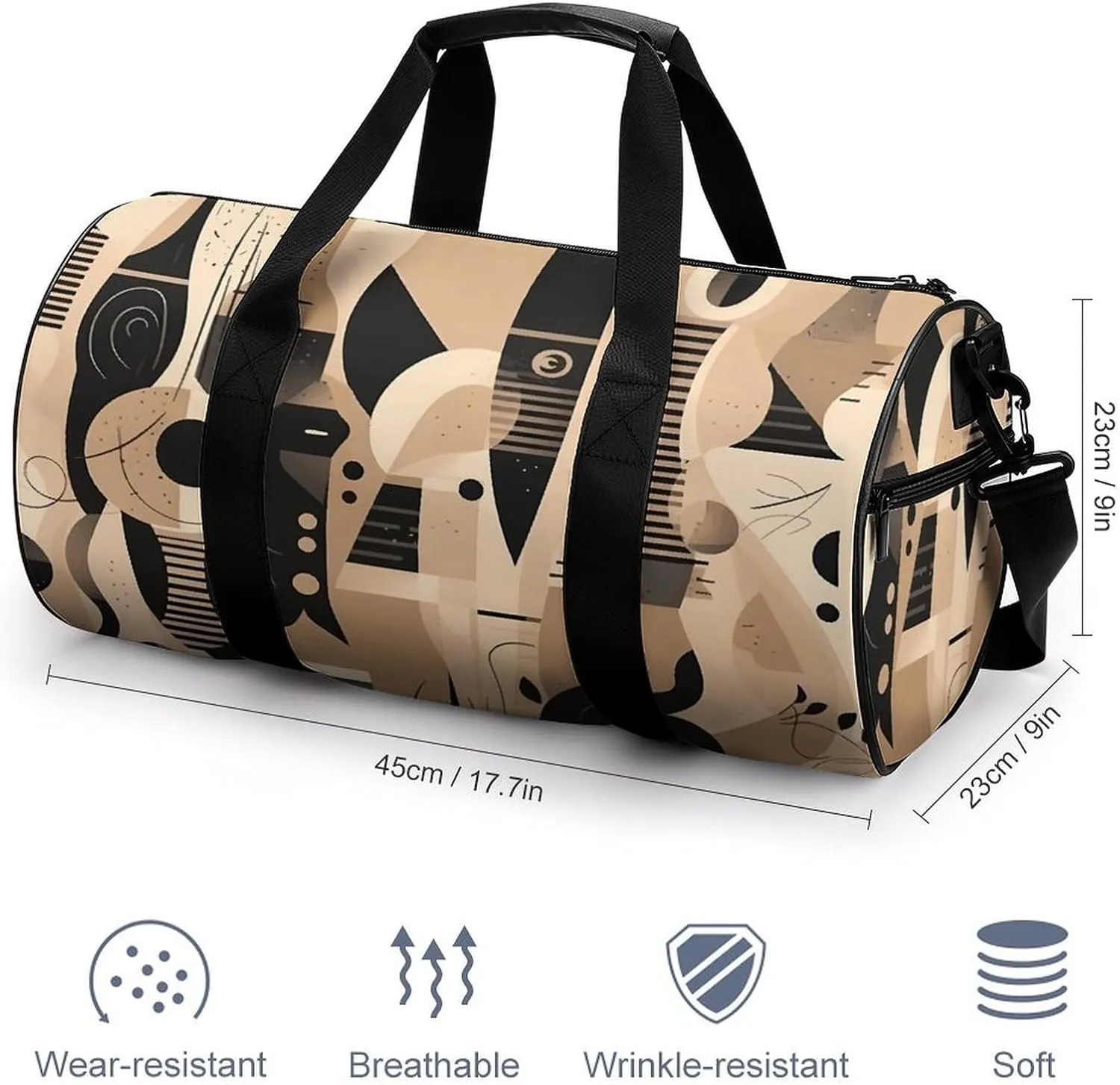Sports Gym Bag for Women Men Travel Duffel Bag Brown Pattern Background Weekender Bag Canvas Carry on Overnight Bag for Travel Swimming Fitness Workout Sports Duffle Bag