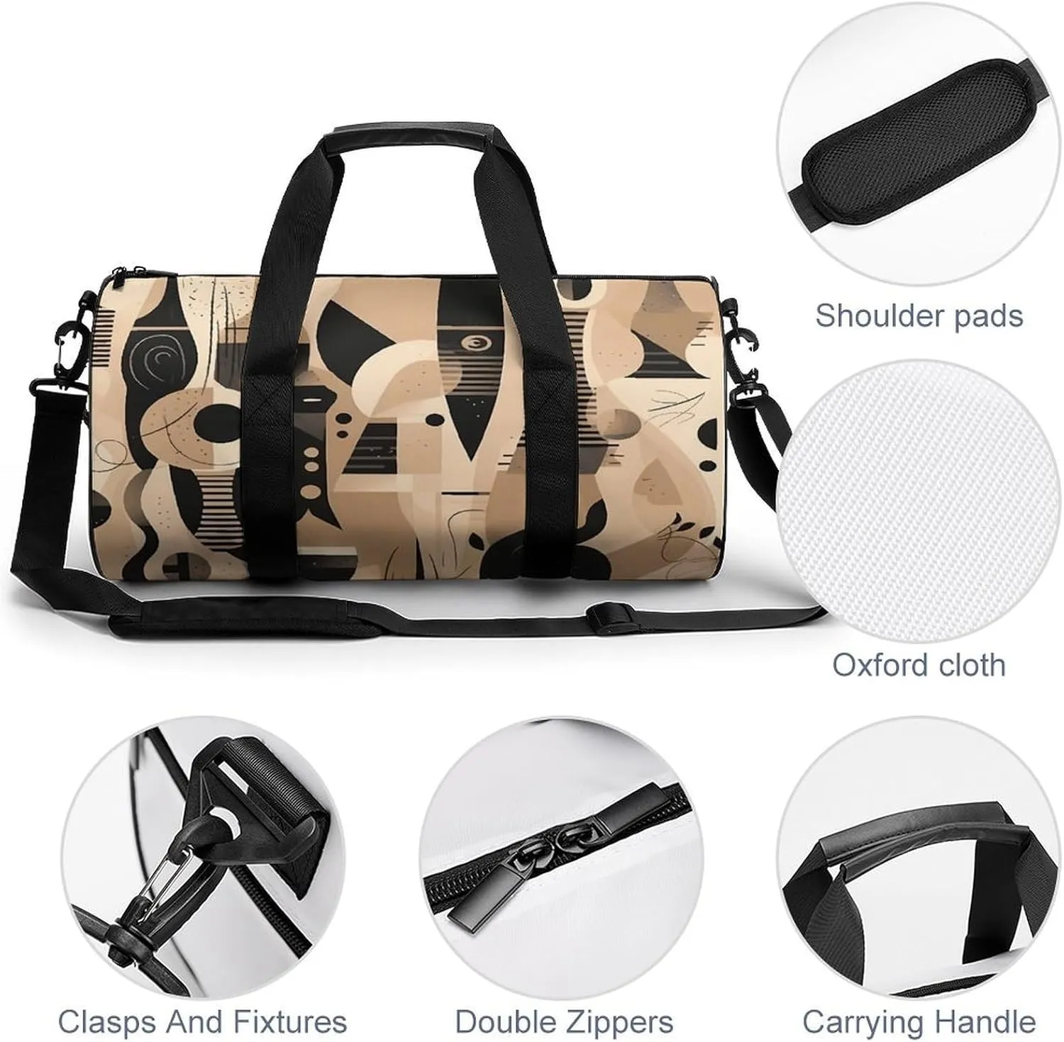 Sports Gym Bag for Women Men Travel Duffel Bag Brown Pattern Background Weekender Bag Canvas Carry on Overnight Bag for Travel Swimming Fitness Workout Sports Duffle Bag