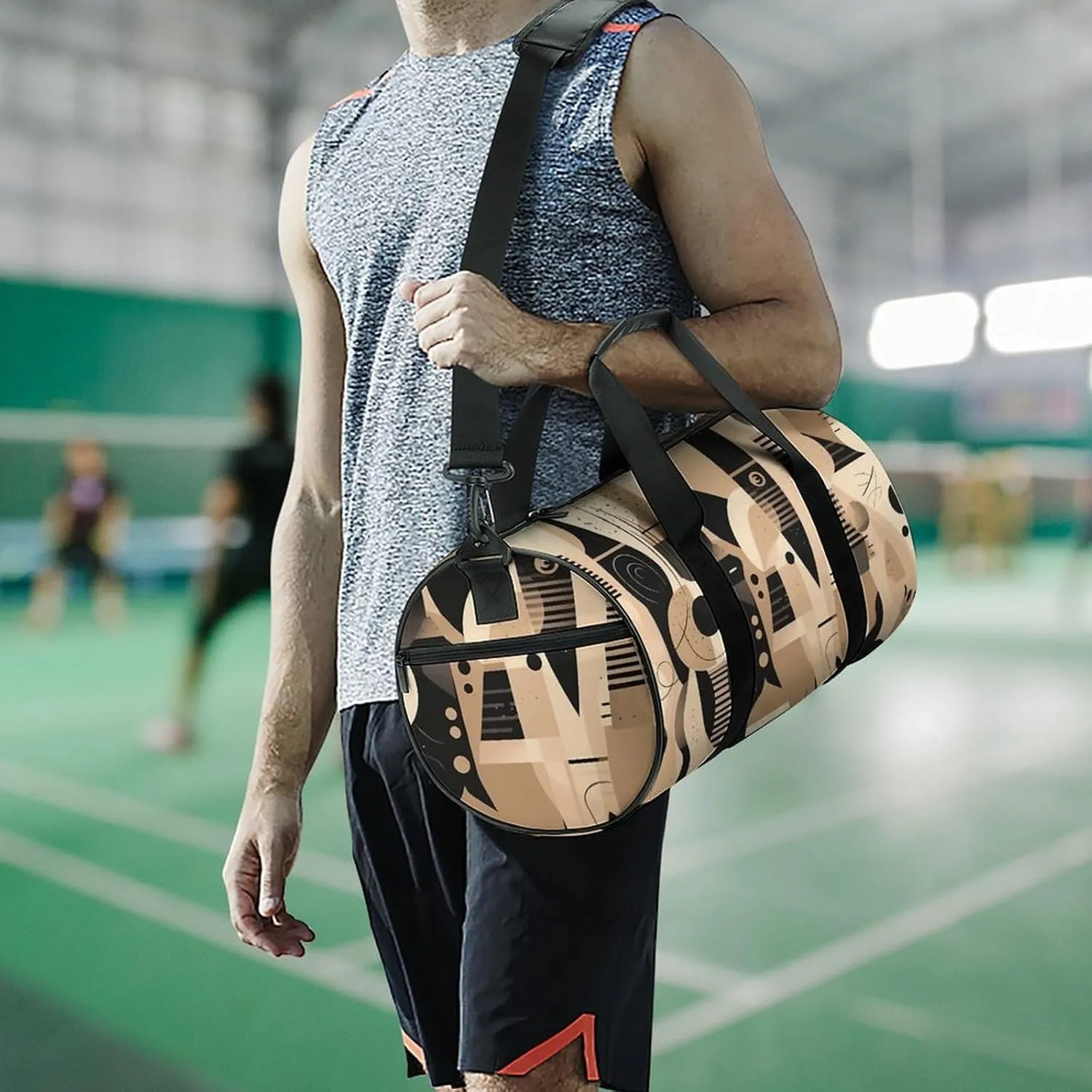 Sports Gym Bag for Women Men Travel Duffel Bag Brown Pattern Background Weekender Bag Canvas Carry on Overnight Bag for Travel Swimming Fitness Workout Sports Duffle Bag