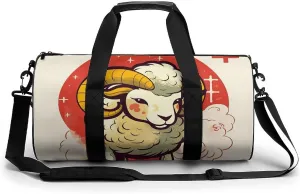 Sports Gym Bag for Women Men Travel Duffel Bag Cartoon Sheep Weekender Bag Canvas Carry on Overnight Bag for Travel Swimming Fitness Workout Sports Duffle Bag