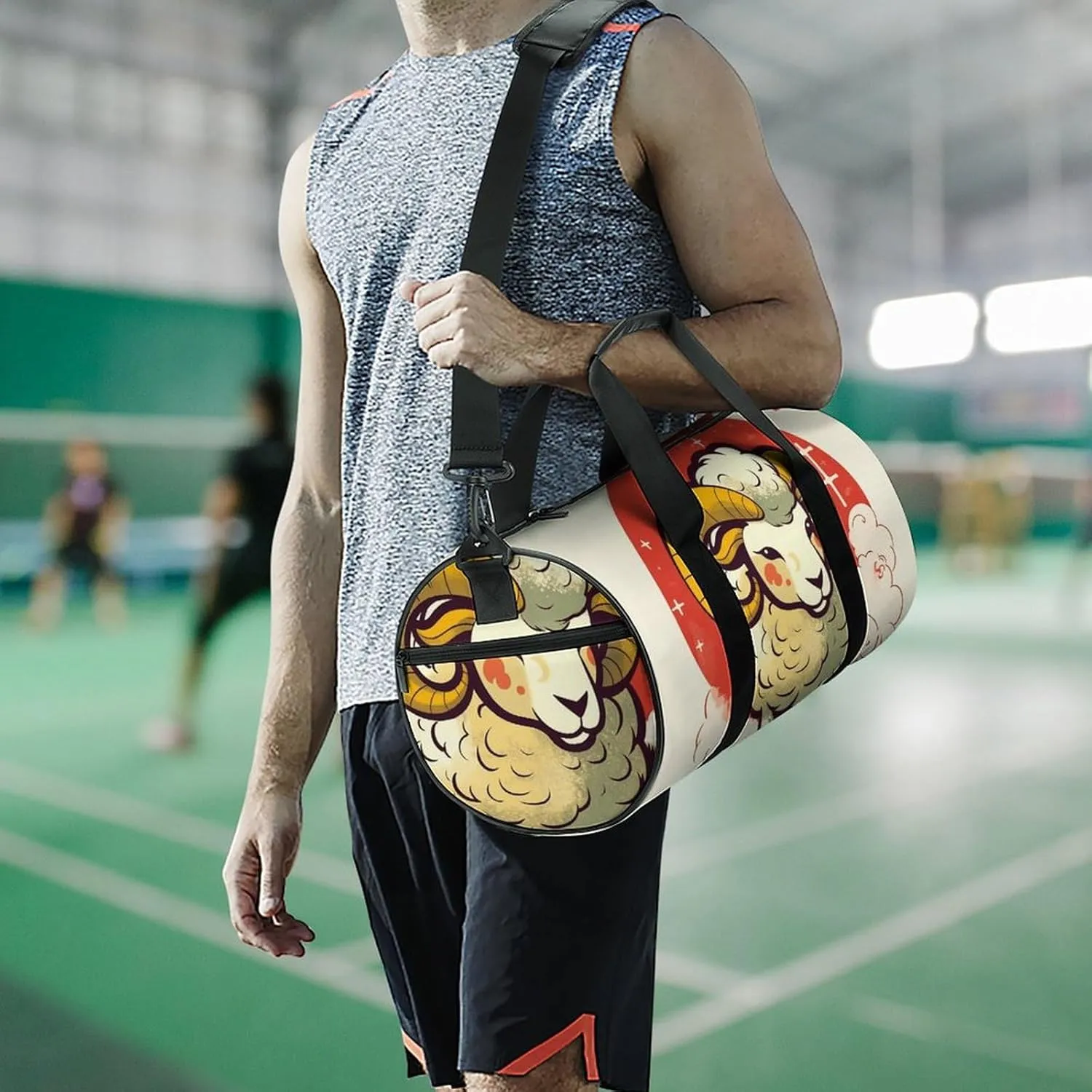 Sports Gym Bag for Women Men Travel Duffel Bag Cartoon Sheep Weekender Bag Canvas Carry on Overnight Bag for Travel Swimming Fitness Workout Sports Duffle Bag