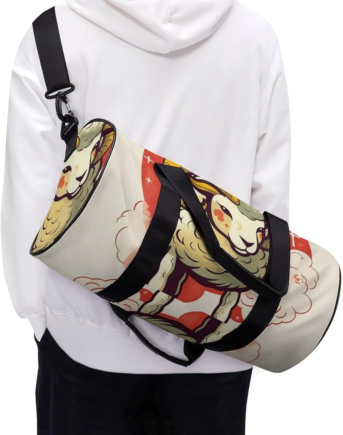 Sports Gym Bag for Women Men Travel Duffel Bag Cartoon Sheep Weekender Bag Canvas Carry on Overnight Bag for Travel Swimming Fitness Workout Sports Duffle Bag