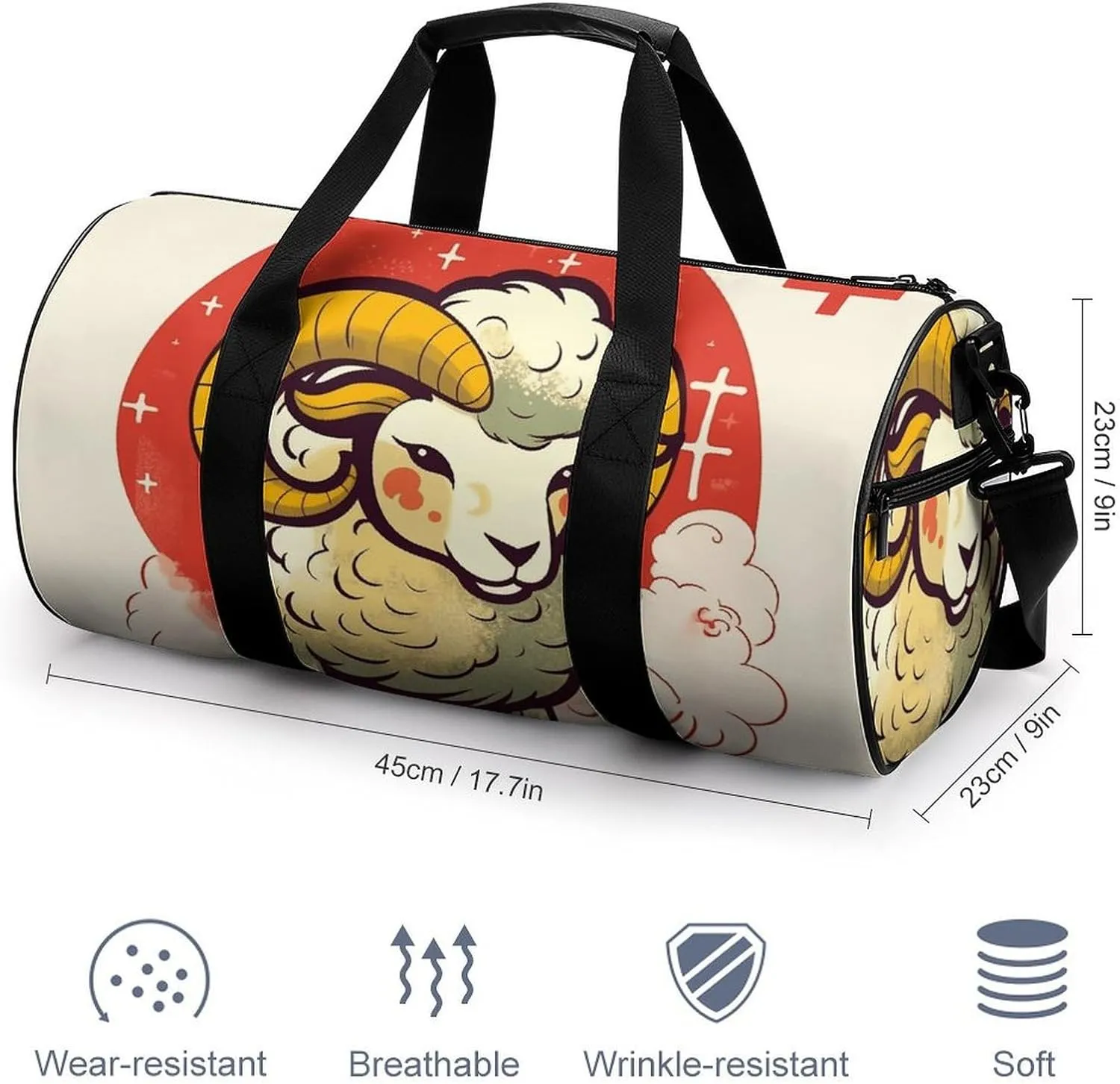 Sports Gym Bag for Women Men Travel Duffel Bag Cartoon Sheep Weekender Bag Canvas Carry on Overnight Bag for Travel Swimming Fitness Workout Sports Duffle Bag