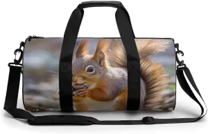 Sports Gym Bag for Women Men Travel Duffel Bag Cute Squirrels Weekender Bag Canvas Carry on Overnight Bag for Travel Swimming Fitness Workout Sports Duffle Bag