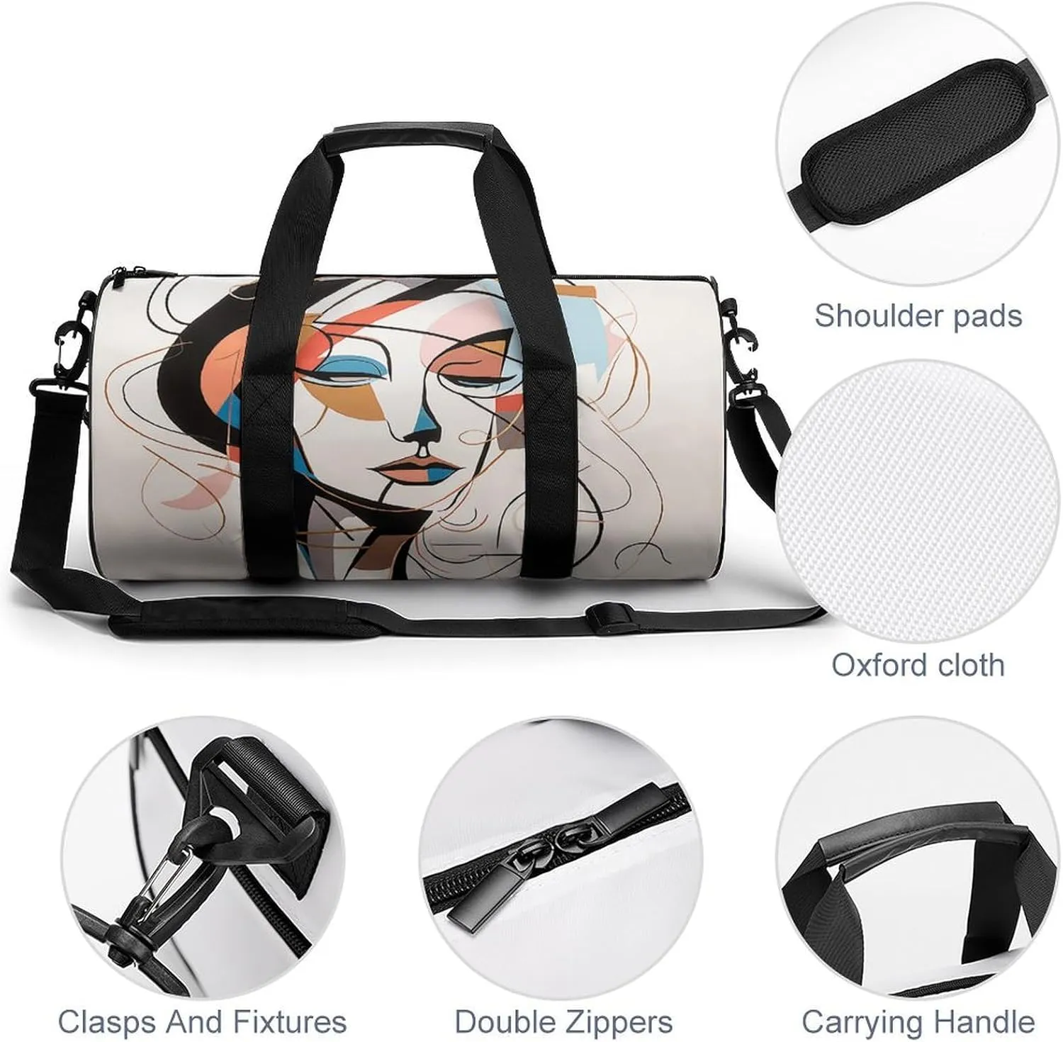Sports Gym Bag for Women Men Travel Duffel Bag Elegant Line Drawing Weekender Bag Canvas Carry on Overnight Bag for Travel Swimming Fitness Workout Sports Duffle Bag, 17.7in/9in/9in, style