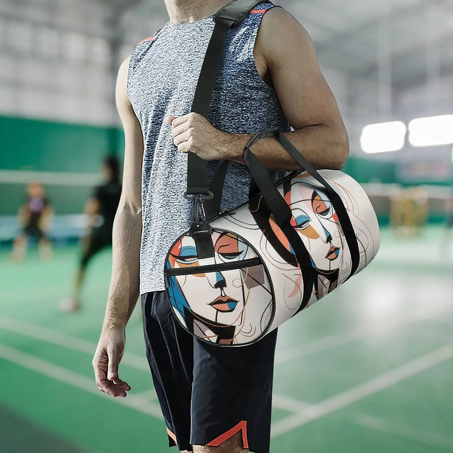 Sports Gym Bag for Women Men Travel Duffel Bag Elegant Line Drawing Weekender Bag Canvas Carry on Overnight Bag for Travel Swimming Fitness Workout Sports Duffle Bag, 17.7in/9in/9in, style