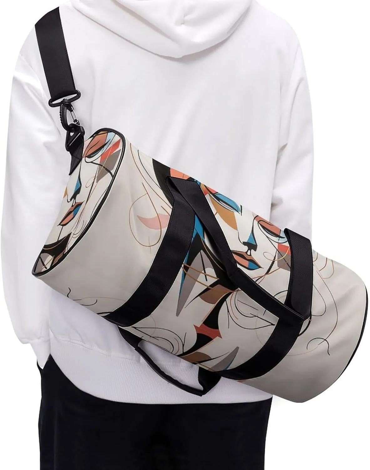Sports Gym Bag for Women Men Travel Duffel Bag Elegant Line Drawing Weekender Bag Canvas Carry on Overnight Bag for Travel Swimming Fitness Workout Sports Duffle Bag, 17.7in/9in/9in, style