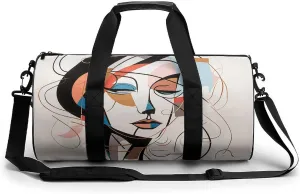 Sports Gym Bag for Women Men Travel Duffel Bag Elegant Line Drawing Weekender Bag Canvas Carry on Overnight Bag for Travel Swimming Fitness Workout Sports Duffle Bag, 17.7in/9in/9in, style