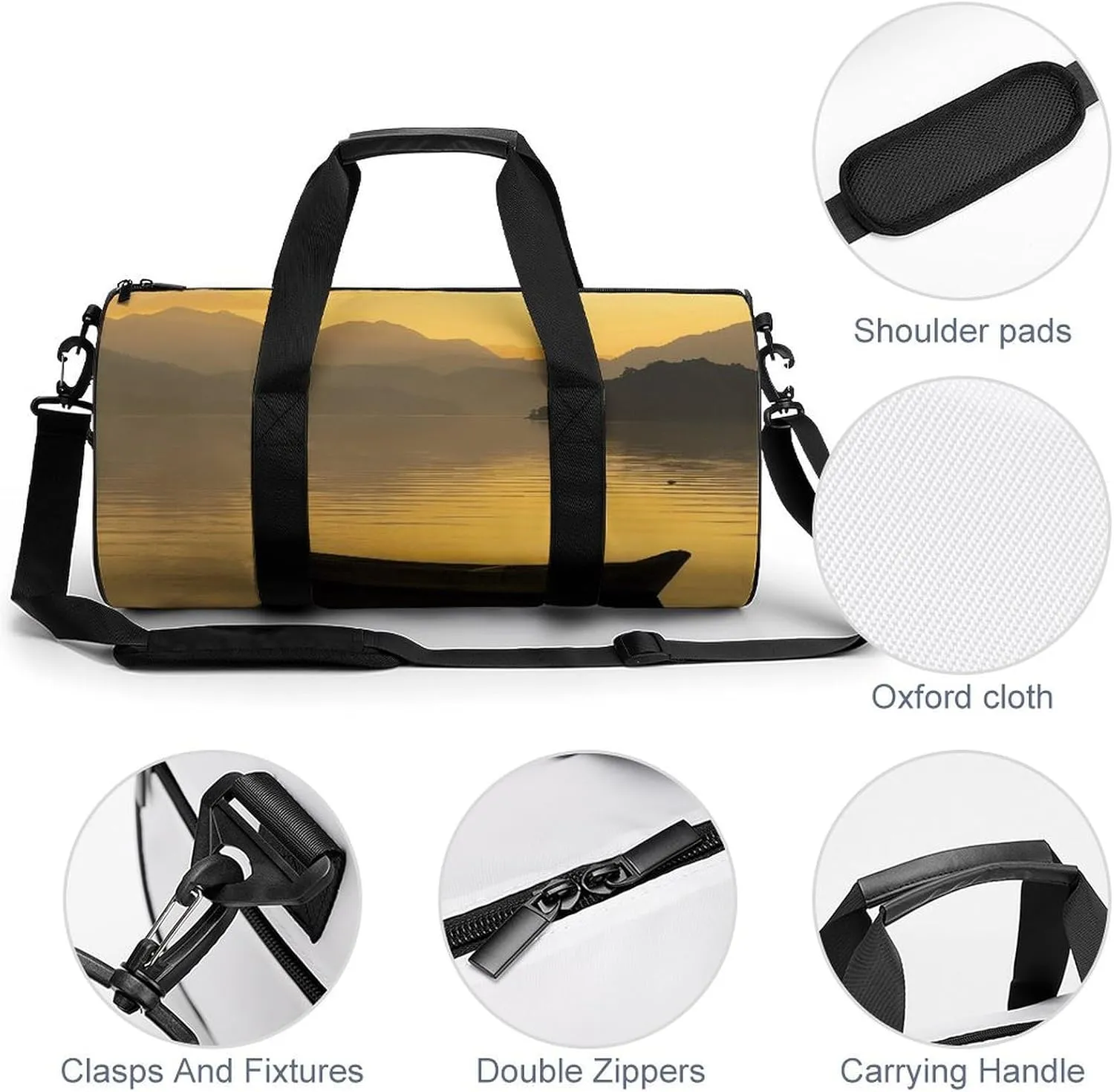 Sports Gym Bag for Women Men Travel Duffel Bag Floating on A Calm Lake Weekender Bag Canvas Carry on Overnight Bag for Travel Swimming Fitness Workout Sports Duffle Bag