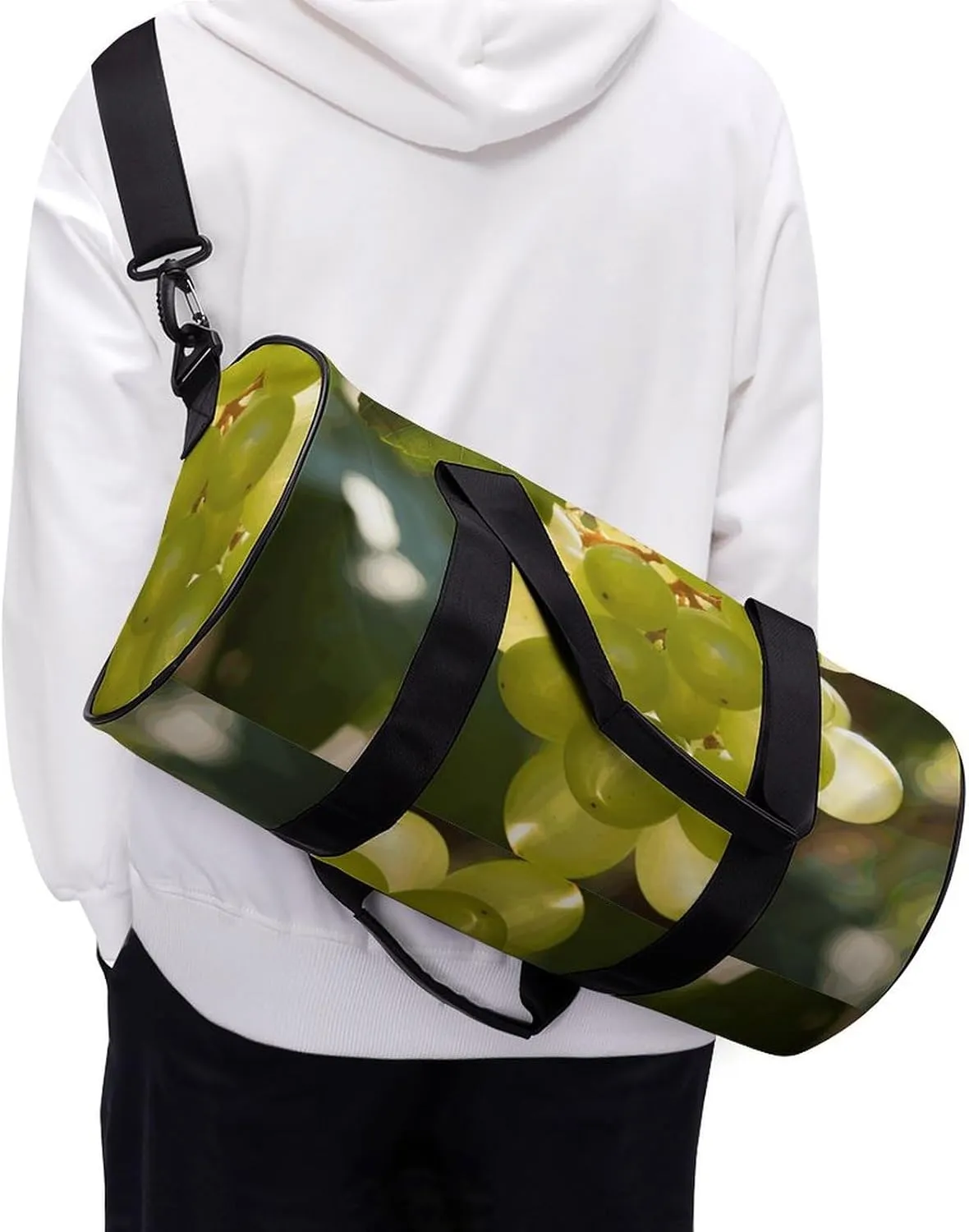 Sports Gym Bag for Women Men Travel Duffel Bag Green Grape Hanging Weekender Bag Canvas Carry on Overnight Bag for Travel Swimming Fitness Workout Sports Duffle Bag
