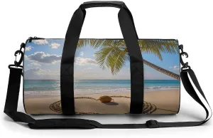 Sports Gym Bag for Women Men Travel Duffel Bag Heart Shape Romantic Beach Weekender Bag Canvas Carry on Overnight Bag for Travel Swimming Fitness Workout Sports Duffle Bag