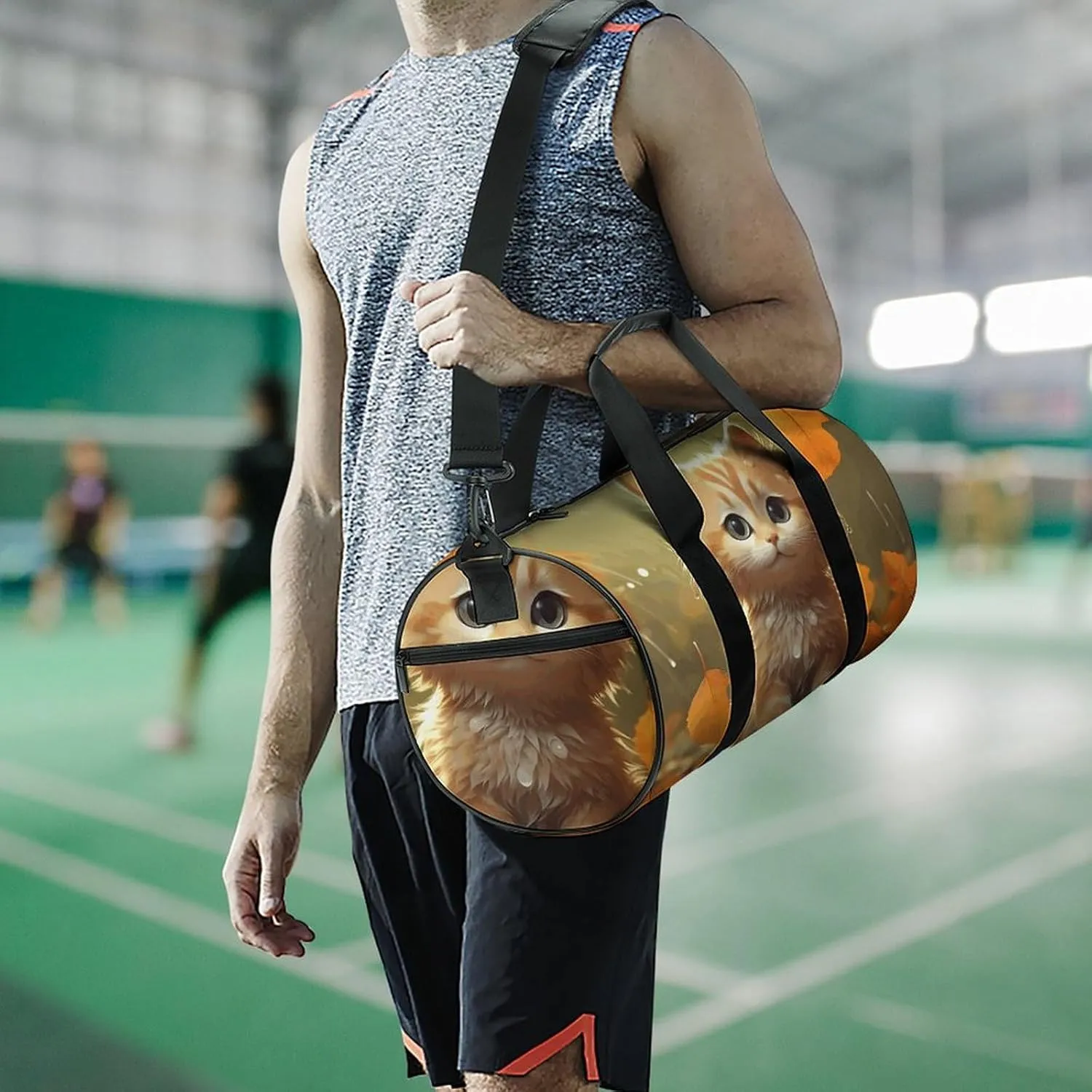 Sports Gym Bag for Women Men Travel Duffel Bag Leaves And Rain Weekender Bag Canvas Carry on Overnight Bag for Travel Swimming Fitness Workout Sports Duffle Bag