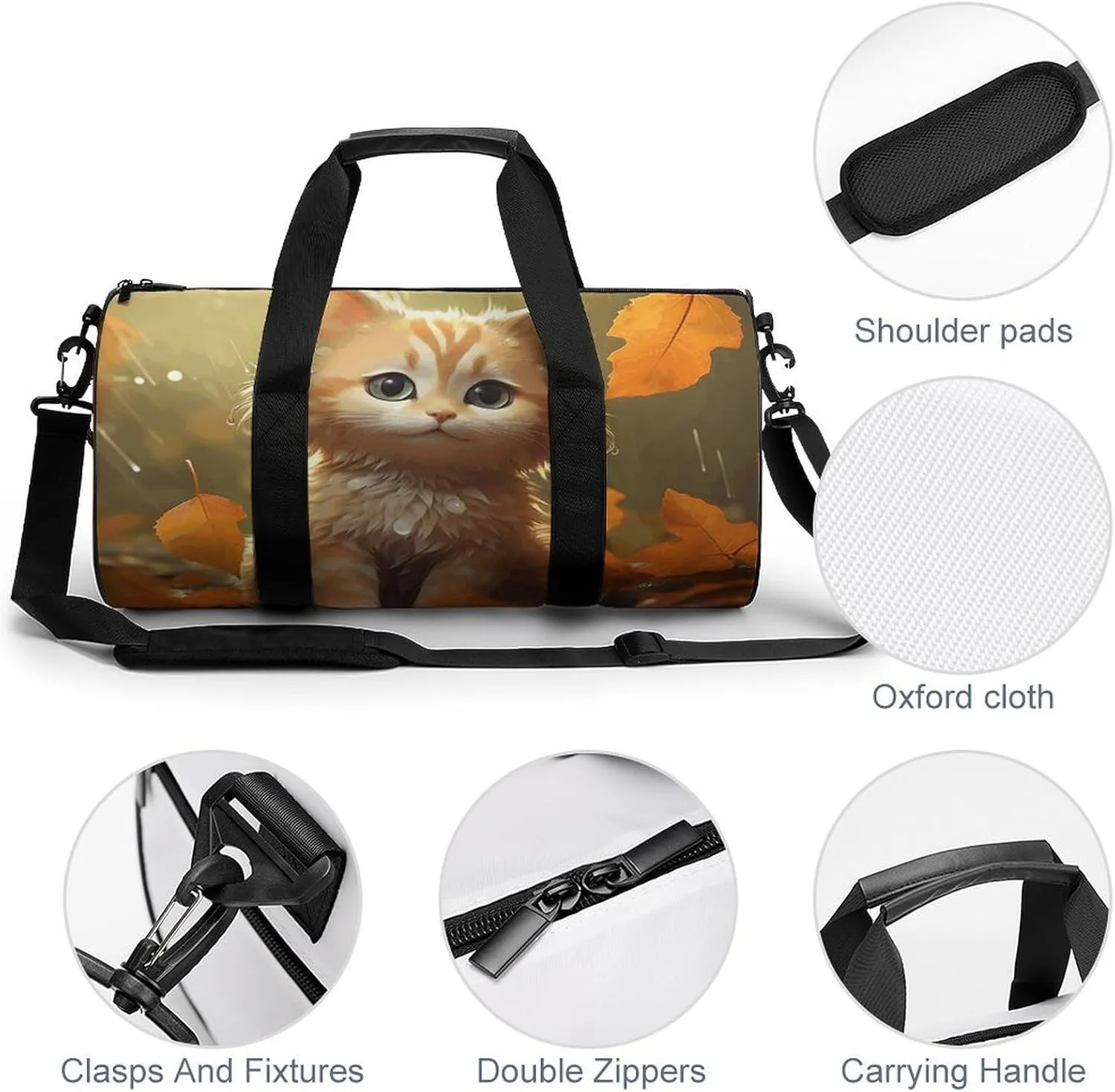 Sports Gym Bag for Women Men Travel Duffel Bag Leaves And Rain Weekender Bag Canvas Carry on Overnight Bag for Travel Swimming Fitness Workout Sports Duffle Bag