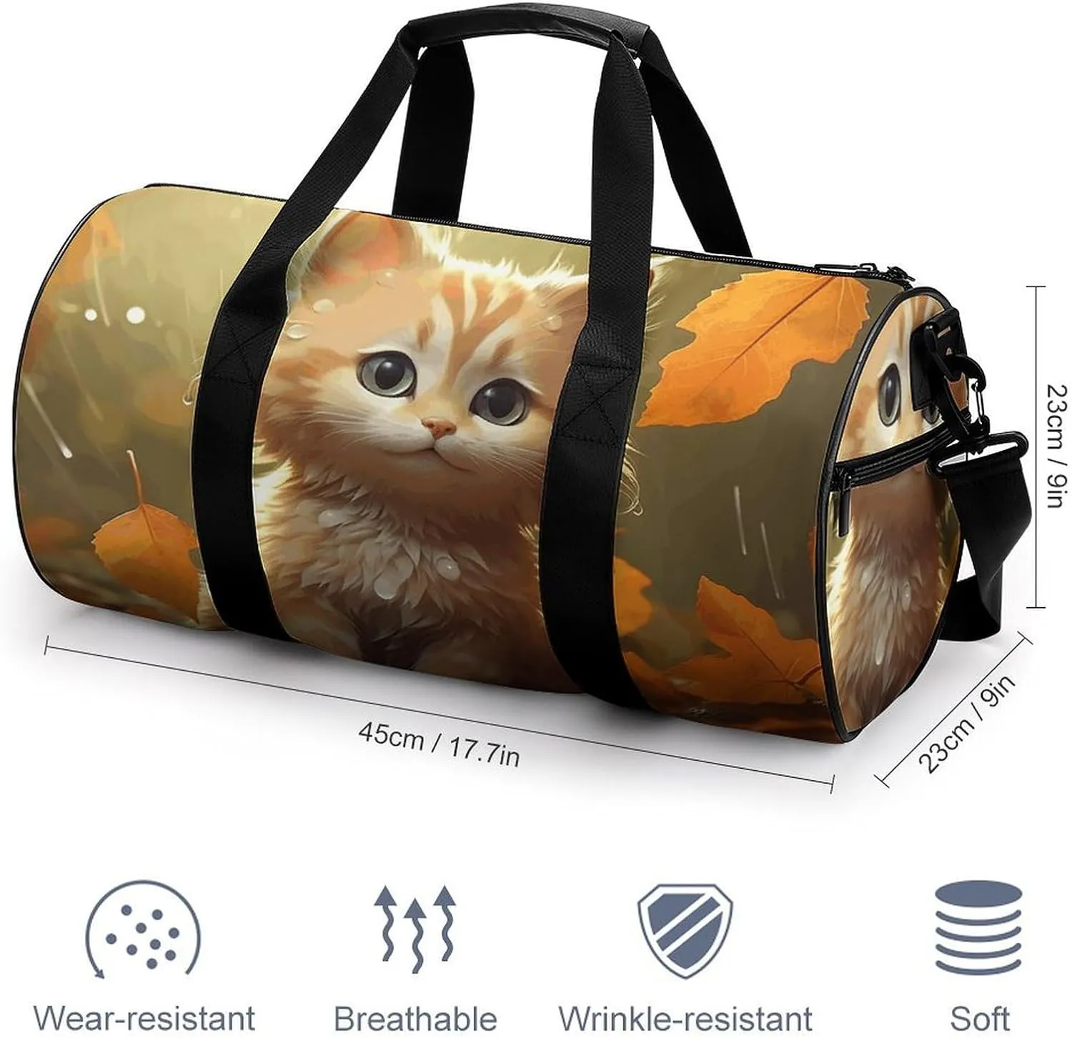 Sports Gym Bag for Women Men Travel Duffel Bag Leaves And Rain Weekender Bag Canvas Carry on Overnight Bag for Travel Swimming Fitness Workout Sports Duffle Bag