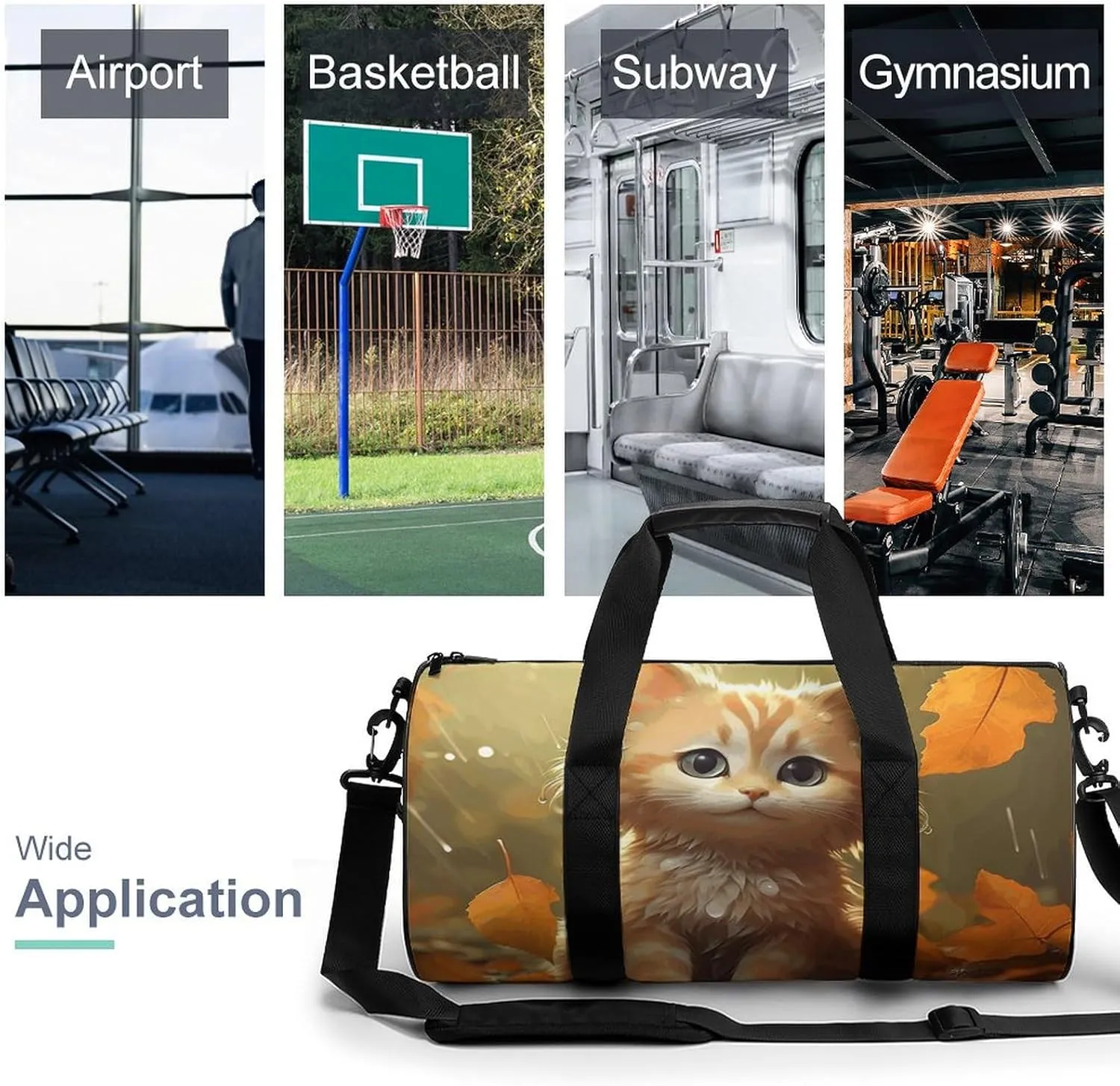 Sports Gym Bag for Women Men Travel Duffel Bag Leaves And Rain Weekender Bag Canvas Carry on Overnight Bag for Travel Swimming Fitness Workout Sports Duffle Bag