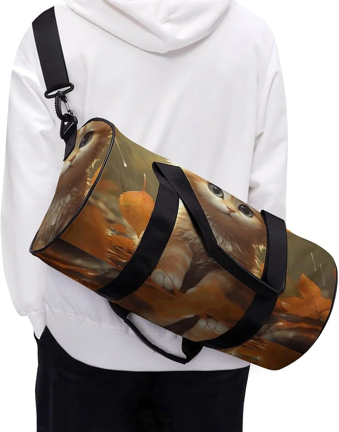 Sports Gym Bag for Women Men Travel Duffel Bag Leaves And Rain Weekender Bag Canvas Carry on Overnight Bag for Travel Swimming Fitness Workout Sports Duffle Bag