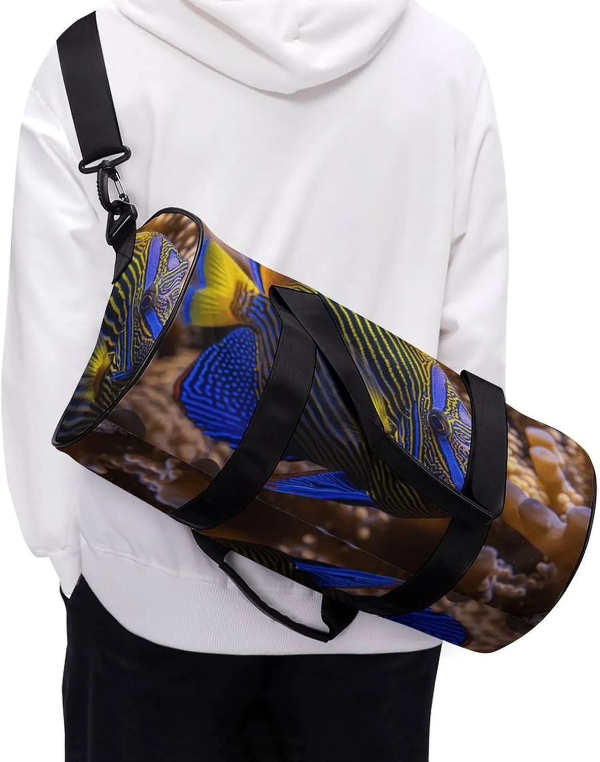 Sports Gym Bag for Women Men Travel Duffel Bag Lying on Top of The Coral Weekender Bag Canvas Carry on Overnight Bag for Travel Swimming Fitness Workout Sports Duffle Bag