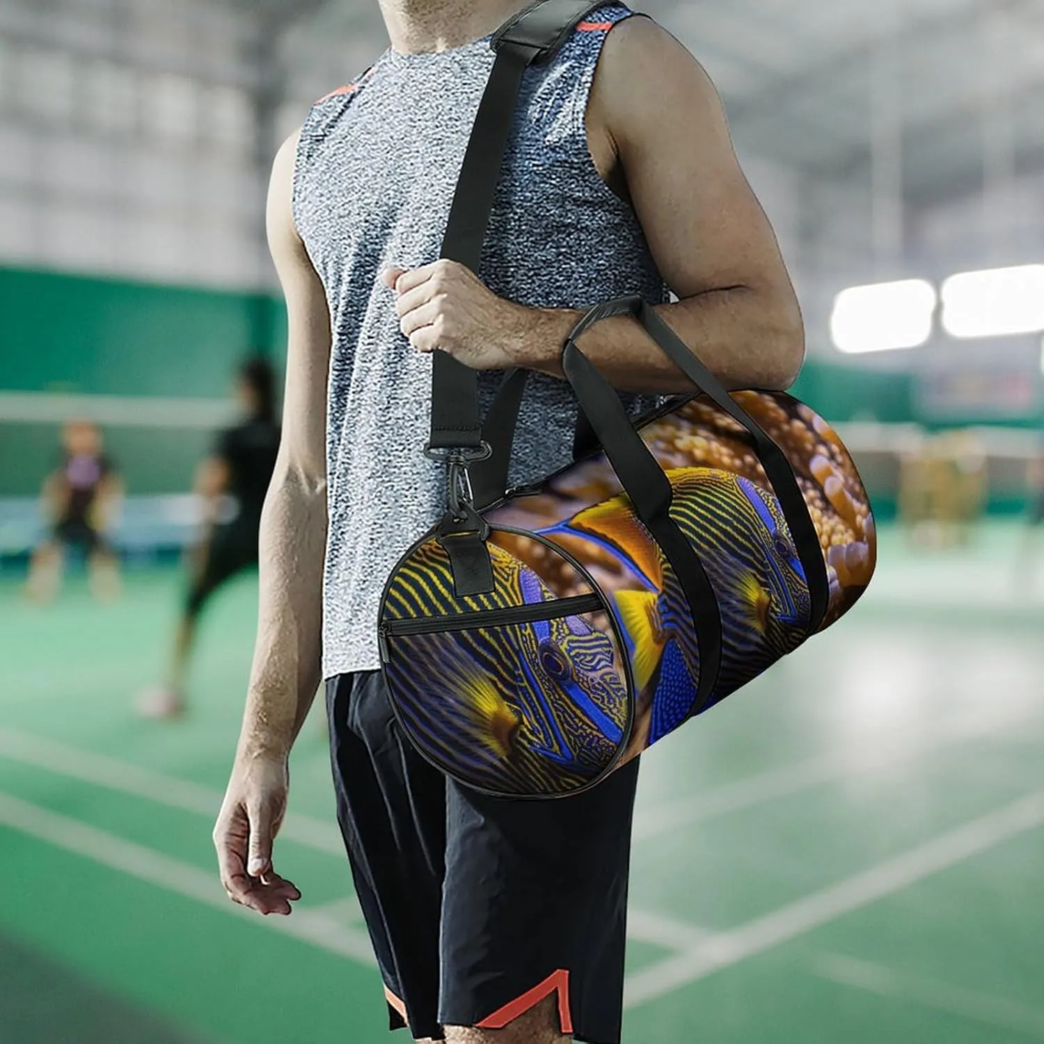Sports Gym Bag for Women Men Travel Duffel Bag Lying on Top of The Coral Weekender Bag Canvas Carry on Overnight Bag for Travel Swimming Fitness Workout Sports Duffle Bag