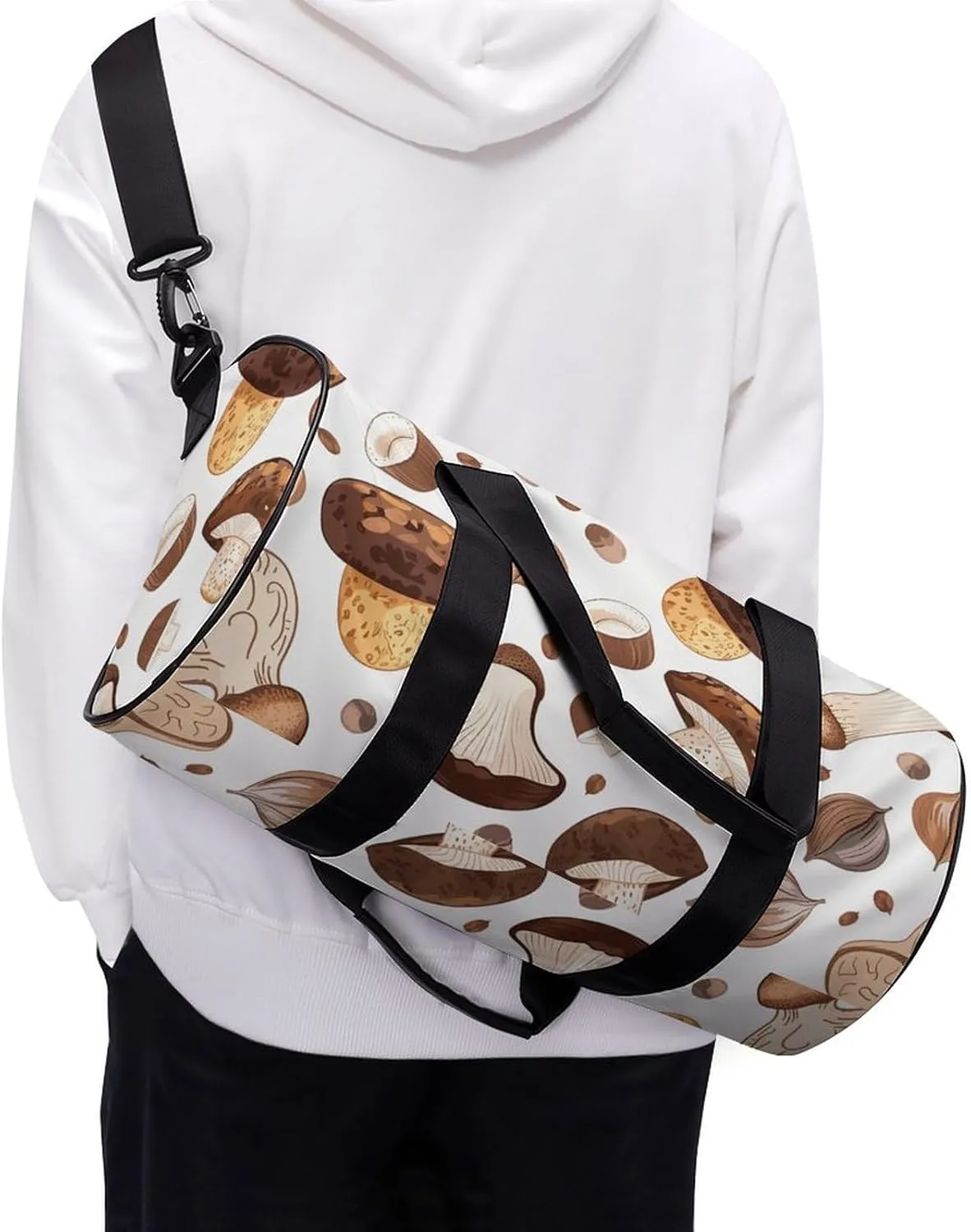 Sports Gym Bag for Women Men Travel Duffel Bag Mushrooms And Hazelnuts Weekender Bag Canvas Carry on Overnight Bag for Travel Swimming Fitness Workout Sports Duffle Bag
