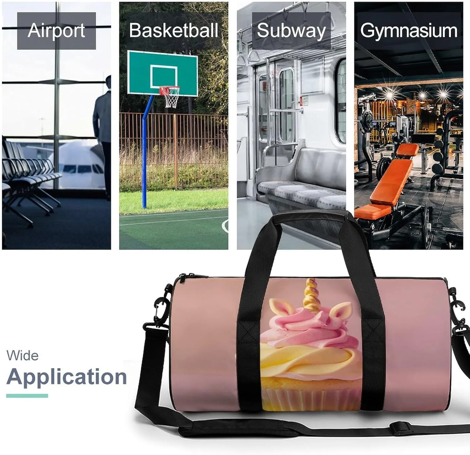 Sports Gym Bag for Women Men Travel Duffel Bag Ombre Magic Horse Cake Weekender Bag Canvas Carry on Overnight Bag for Travel Swimming Fitness Workout Sports Duffle Bag