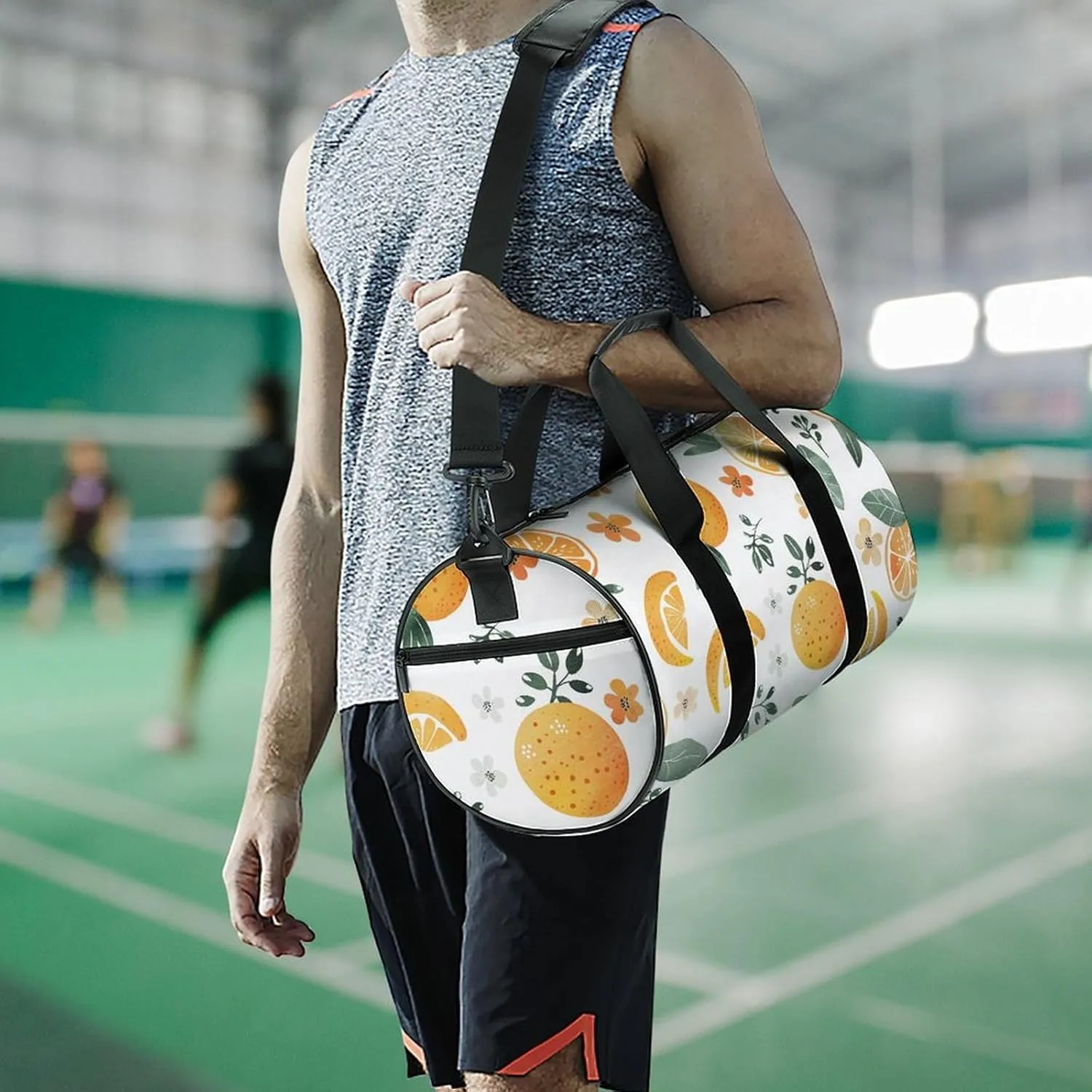 Sports Gym Bag for Women Men Travel Duffel Bag Oranges And Lemons Weekender Bag Canvas Carry on Overnight Bag for Travel Swimming Fitness Workout Sports Duffle Bag