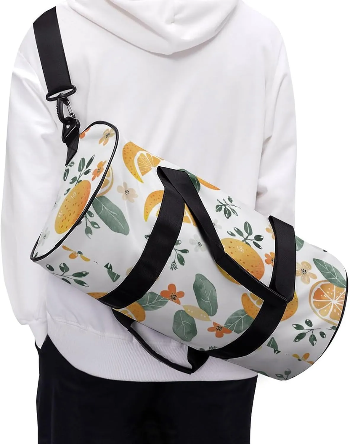 Sports Gym Bag for Women Men Travel Duffel Bag Oranges And Lemons Weekender Bag Canvas Carry on Overnight Bag for Travel Swimming Fitness Workout Sports Duffle Bag