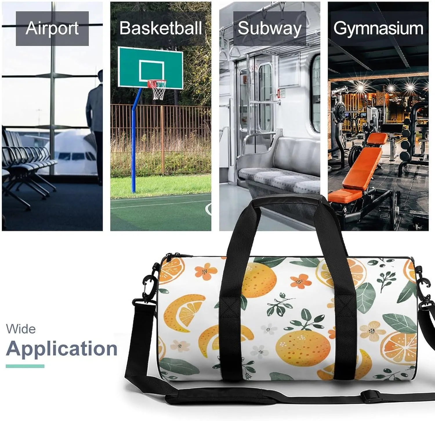 Sports Gym Bag for Women Men Travel Duffel Bag Oranges And Lemons Weekender Bag Canvas Carry on Overnight Bag for Travel Swimming Fitness Workout Sports Duffle Bag