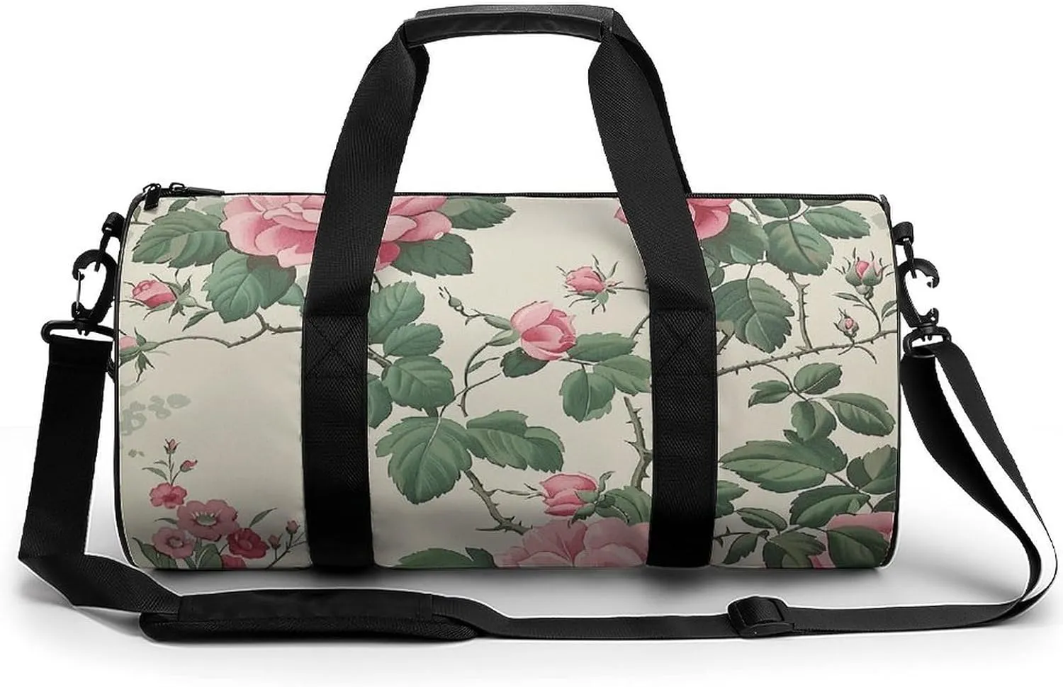 Sports Gym Bag for Women Men Travel Duffel Bag Peach Flower Border Weekender Bag Canvas Carry on Overnight Bag for Travel Swimming Fitness Workout Sports Duffle Bag, 17.7in/9in/9in, style-3