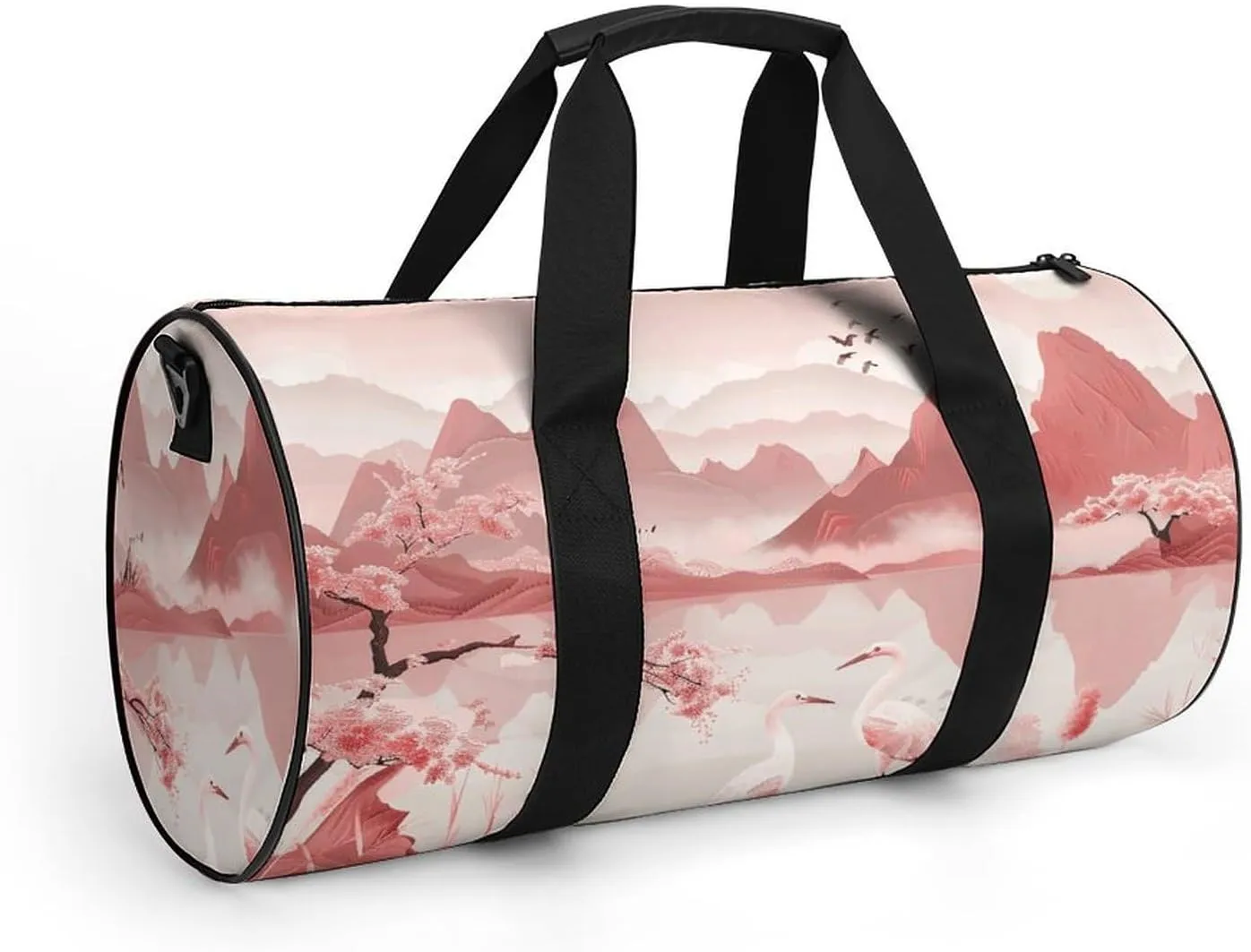 Sports Gym Bag for Women Men Travel Duffel Bag Peach Mountain Pattern Weekender Bag Canvas Carry on Overnight Bag for Travel Swimming Fitness Workout Sports Duffle Bag