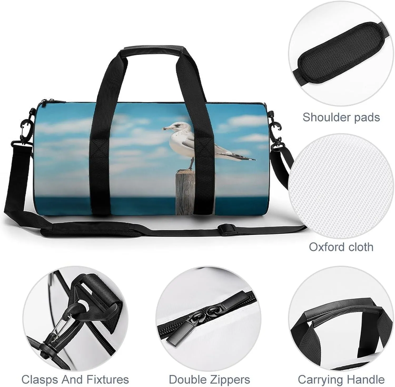 Sports Gym Bag for Women Men Travel Duffel Bag Perched on Wooden Pillar Weekender Bag Canvas Carry on Overnight Bag for Travel Swimming Fitness Workout Sports Duffle Bag