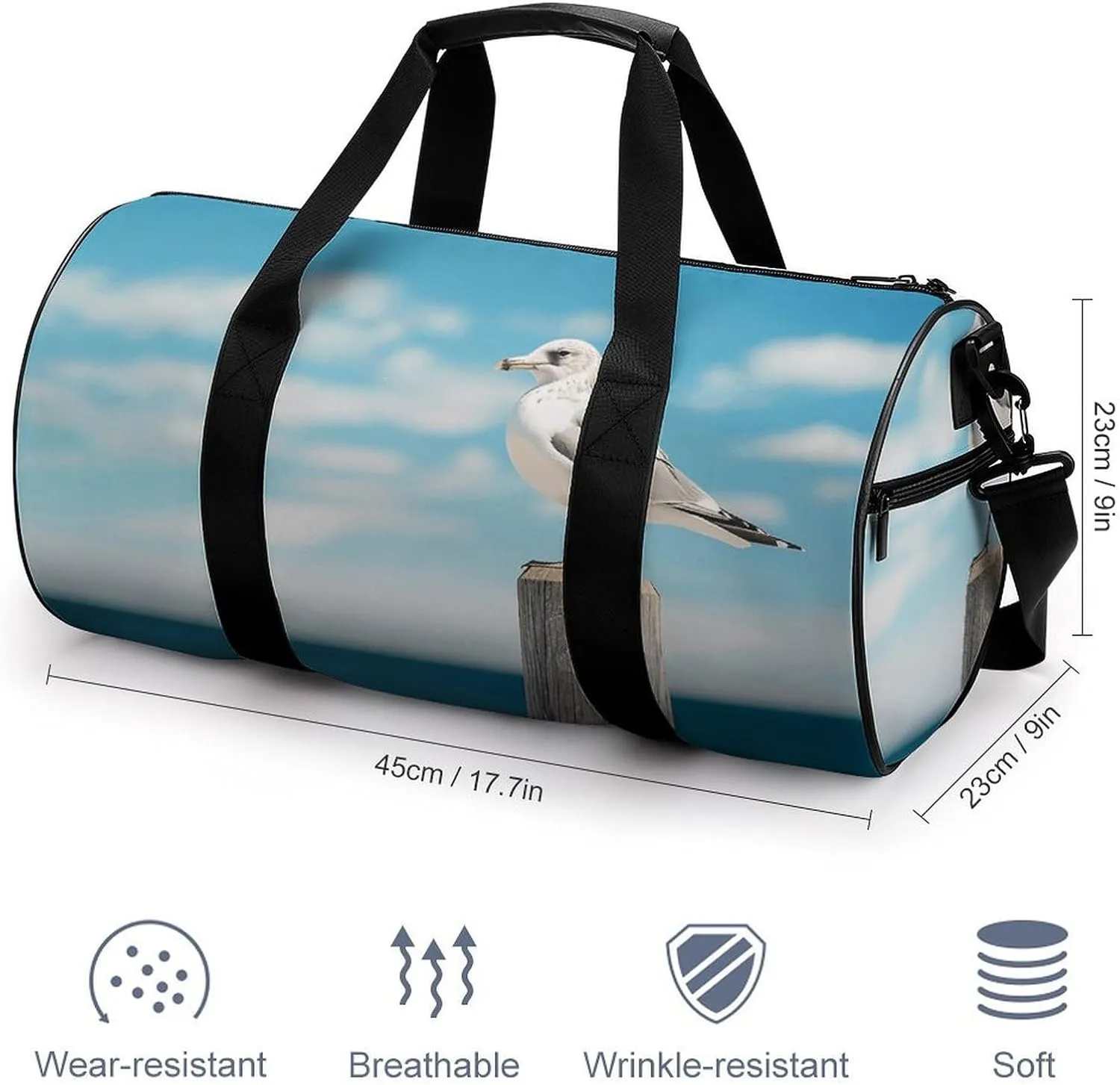 Sports Gym Bag for Women Men Travel Duffel Bag Perched on Wooden Pillar Weekender Bag Canvas Carry on Overnight Bag for Travel Swimming Fitness Workout Sports Duffle Bag