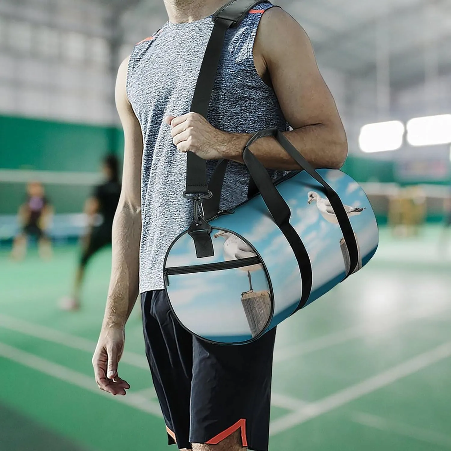 Sports Gym Bag for Women Men Travel Duffel Bag Perched on Wooden Pillar Weekender Bag Canvas Carry on Overnight Bag for Travel Swimming Fitness Workout Sports Duffle Bag