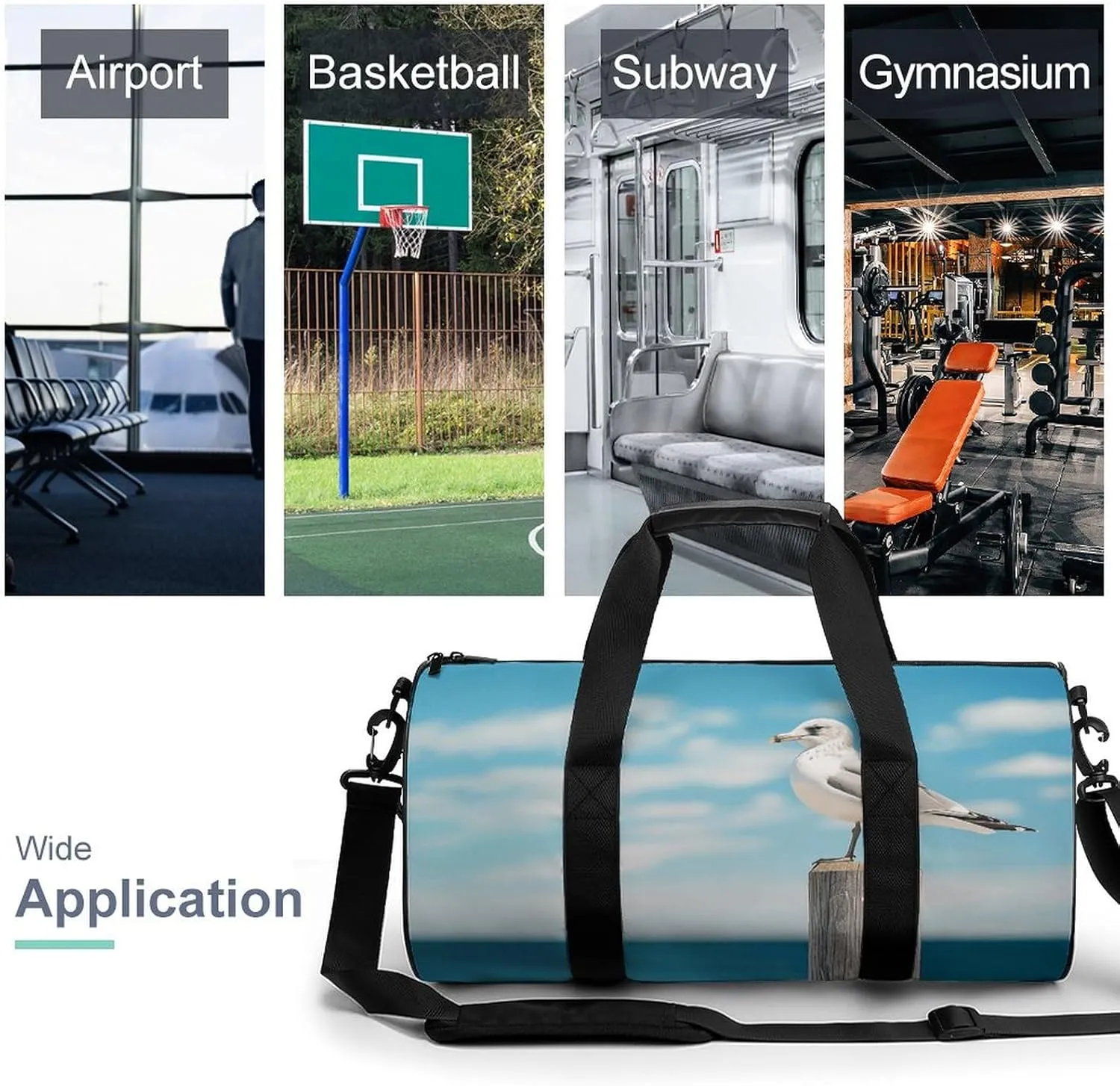 Sports Gym Bag for Women Men Travel Duffel Bag Perched on Wooden Pillar Weekender Bag Canvas Carry on Overnight Bag for Travel Swimming Fitness Workout Sports Duffle Bag