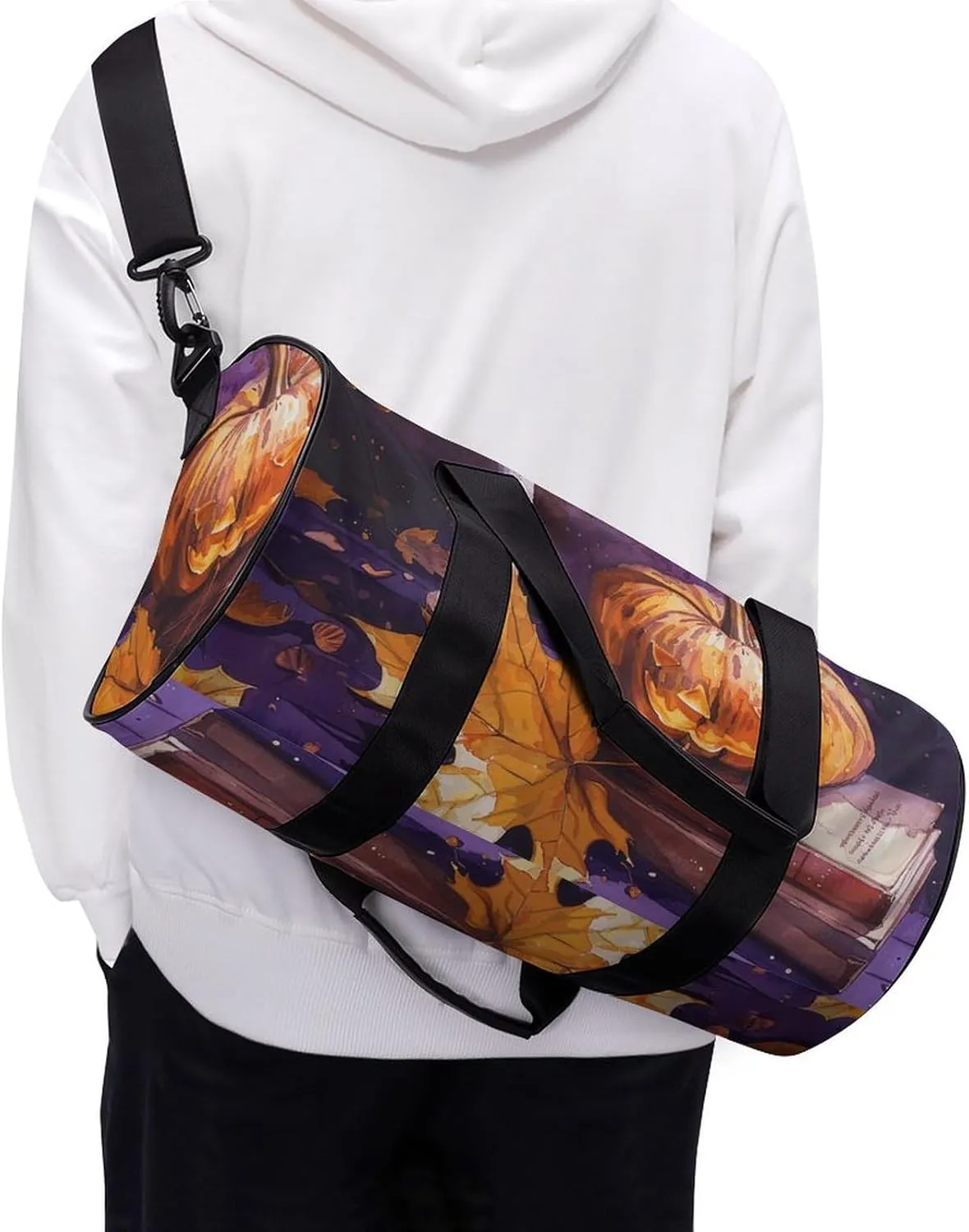 Sports Gym Bag for Women Men Travel Duffel Bag Pumpkins And Candles Weekender Bag Canvas Carry on Overnight Bag for Travel Swimming Fitness Workout Sports Duffle Bag