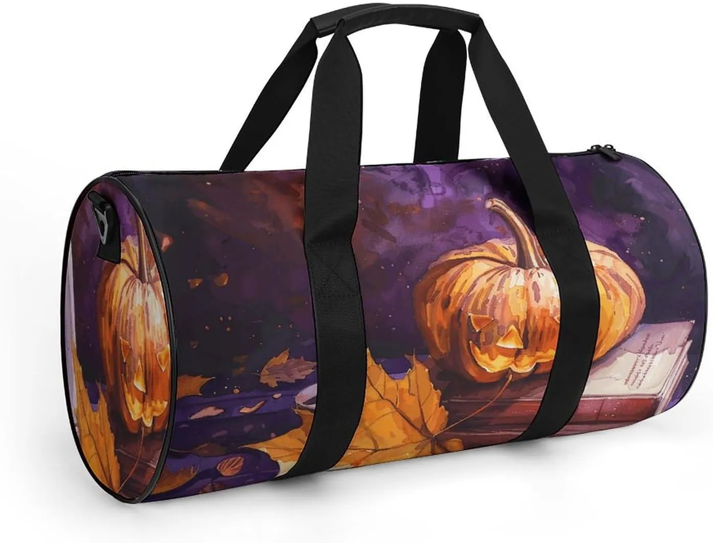 Sports Gym Bag for Women Men Travel Duffel Bag Pumpkins And Candles Weekender Bag Canvas Carry on Overnight Bag for Travel Swimming Fitness Workout Sports Duffle Bag