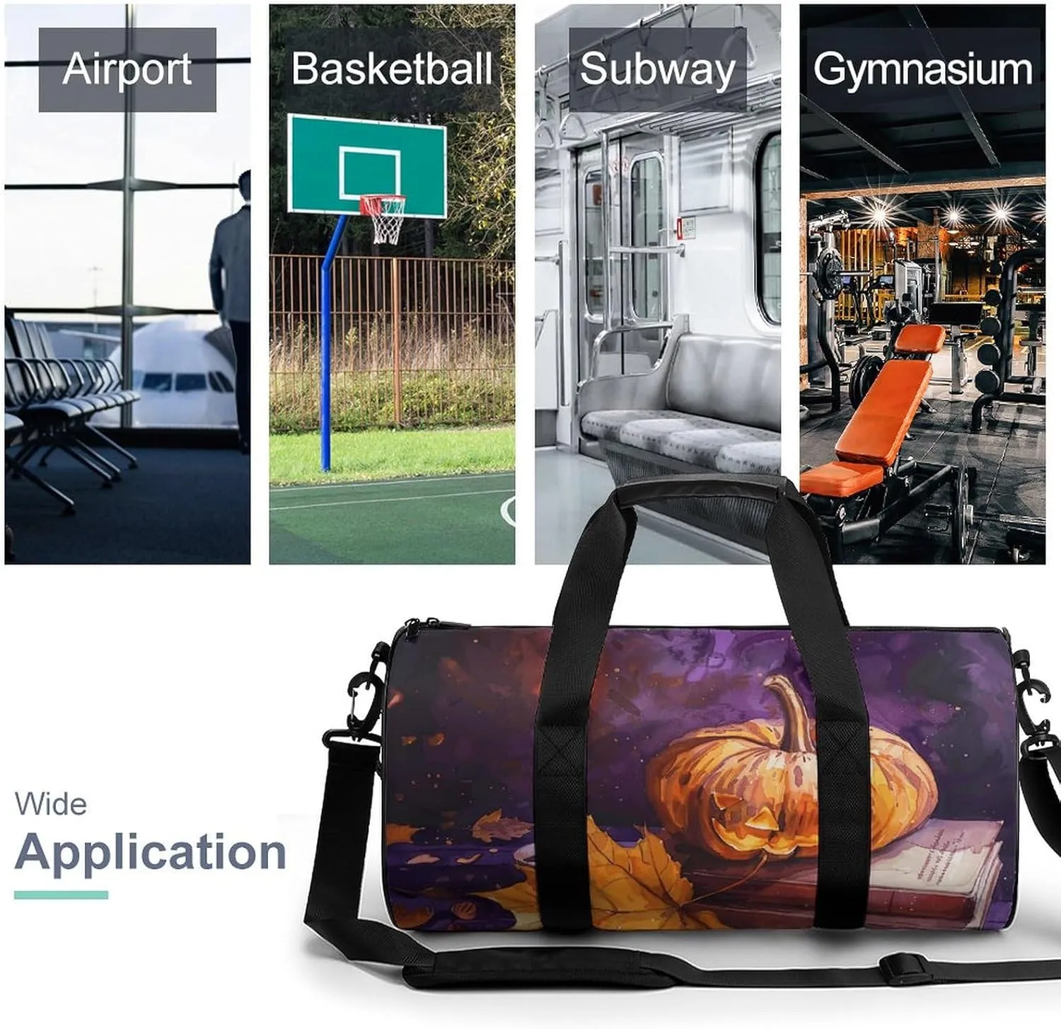 Sports Gym Bag for Women Men Travel Duffel Bag Pumpkins And Candles Weekender Bag Canvas Carry on Overnight Bag for Travel Swimming Fitness Workout Sports Duffle Bag