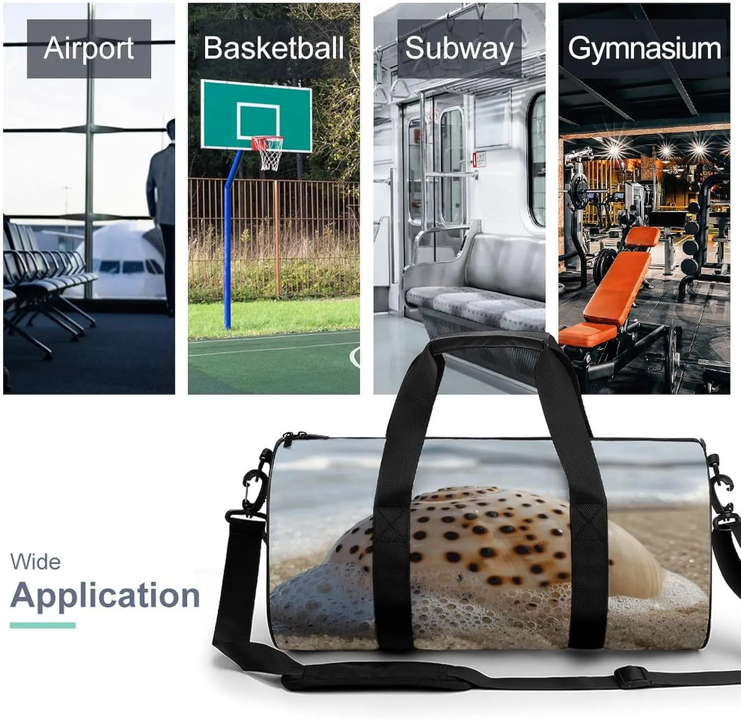Sports Gym Bag for Women Men Travel Duffel Bag Shells on The Beach Weekender Bag Canvas Carry on Overnight Bag for Travel Swimming Fitness Workout Sports Duffle Bag, 17.7in/9in/9in, style-2-1