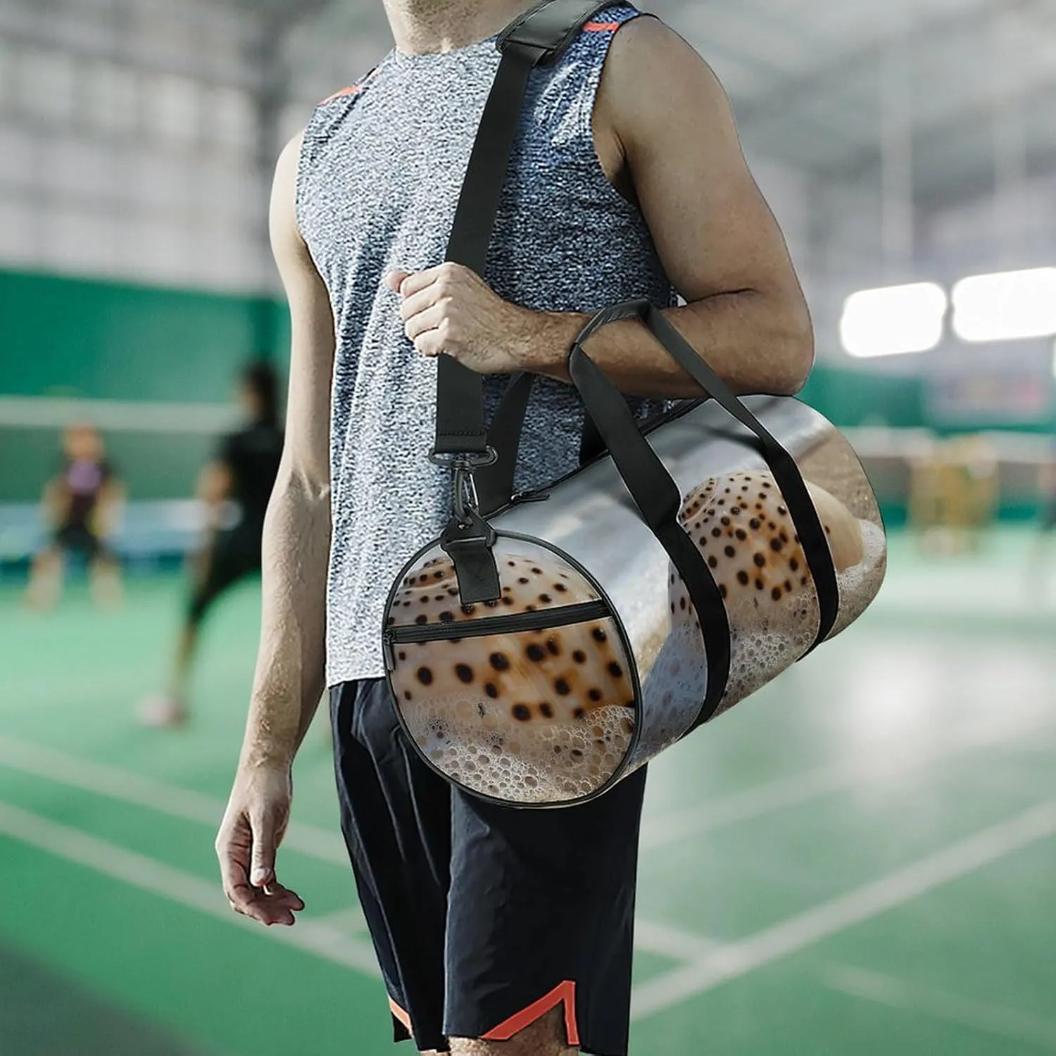 Sports Gym Bag for Women Men Travel Duffel Bag Shells on The Beach Weekender Bag Canvas Carry on Overnight Bag for Travel Swimming Fitness Workout Sports Duffle Bag, 17.7in/9in/9in, style-2-1